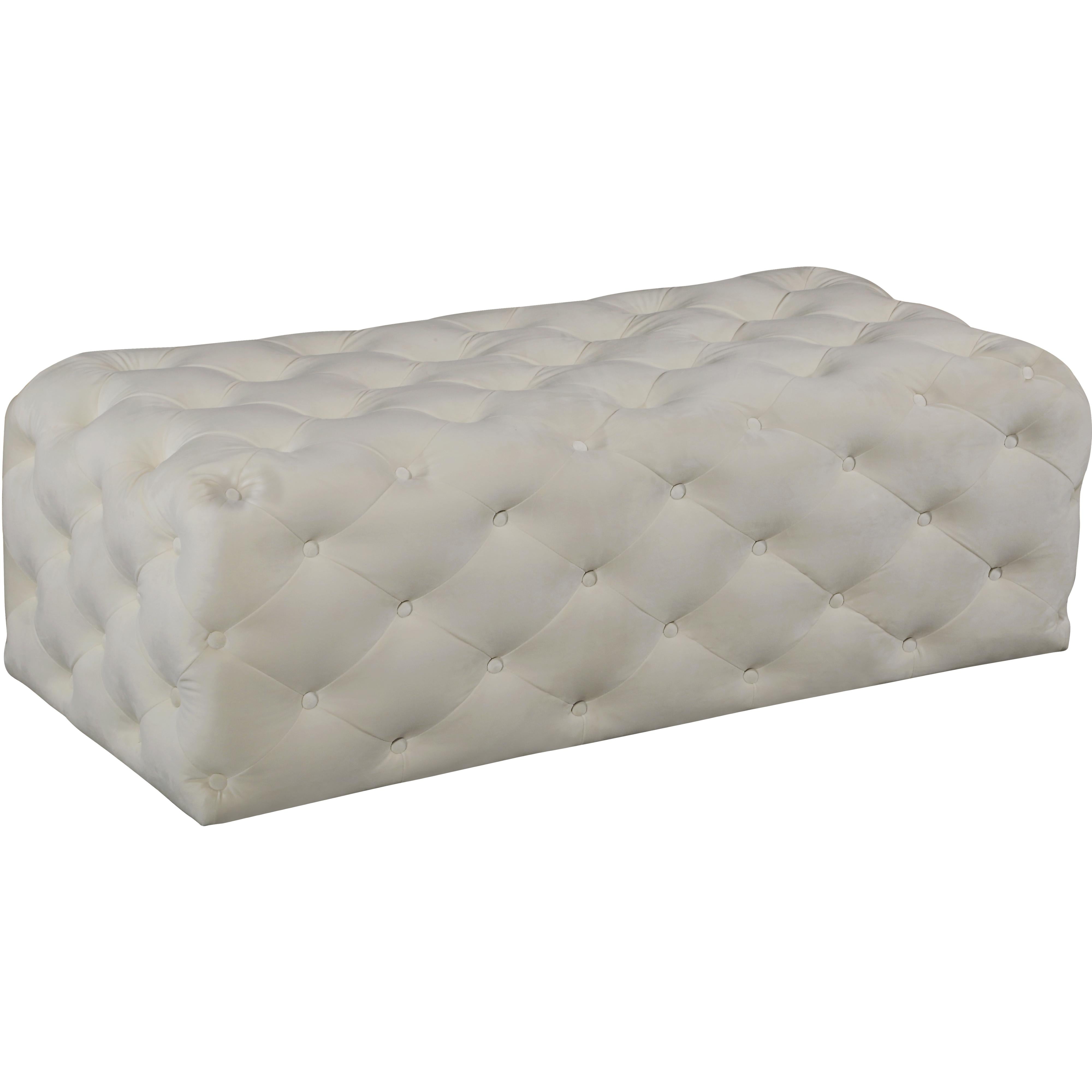 Meridian Casey Cream Velvet Ottoman/Bench