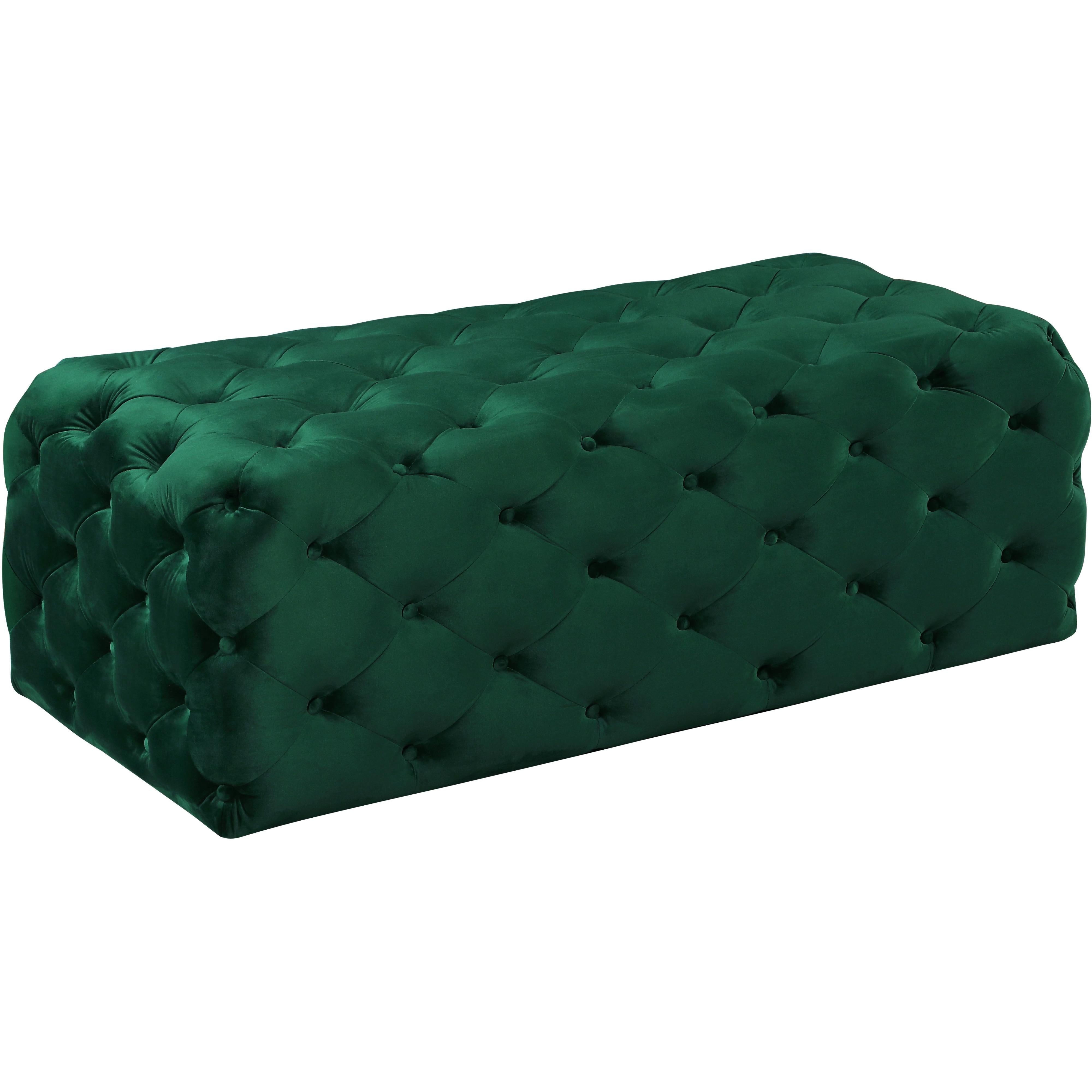 Meridian Casey Green Velvet Ottoman/Bench