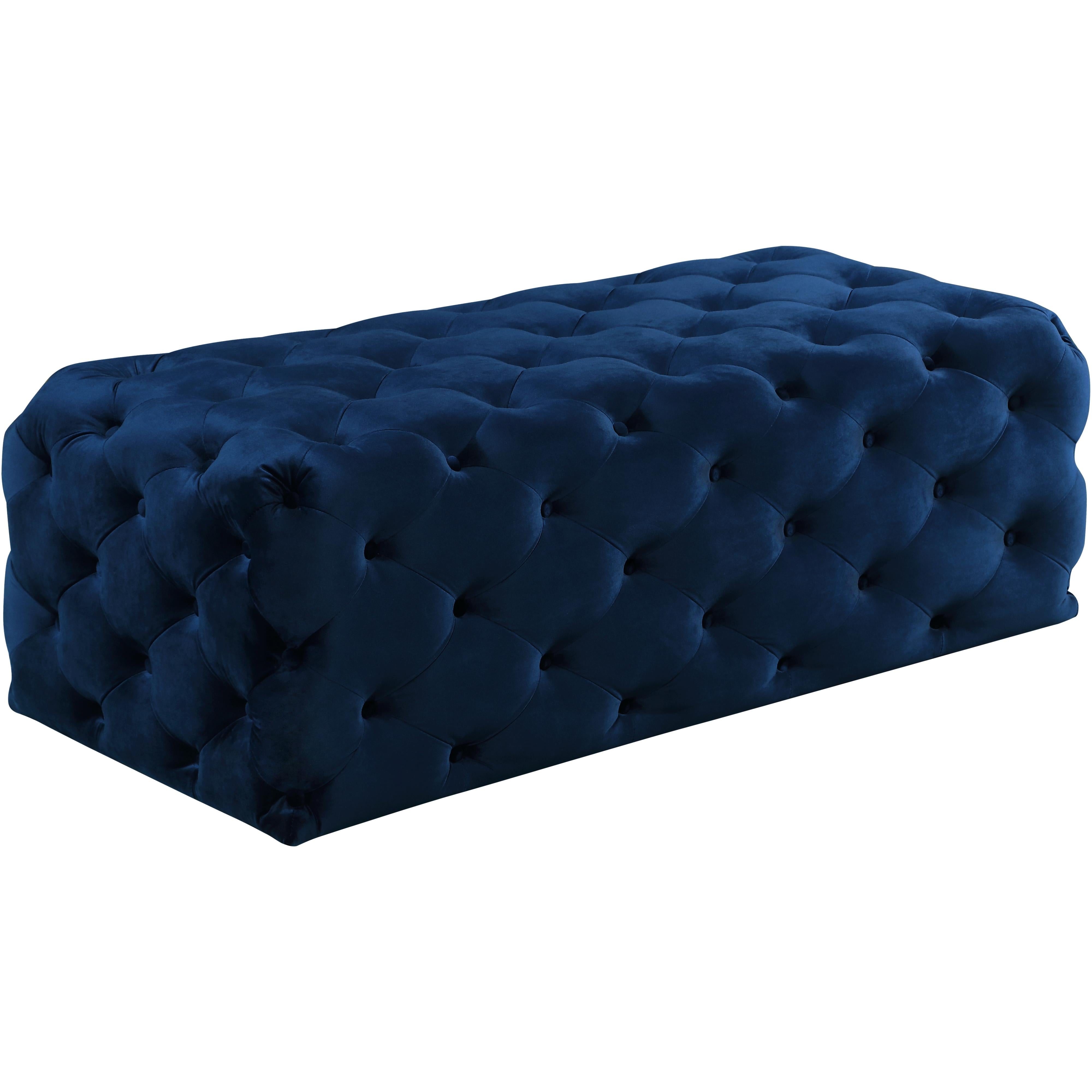 Meridian Casey Navy Velvet Ottoman/Bench