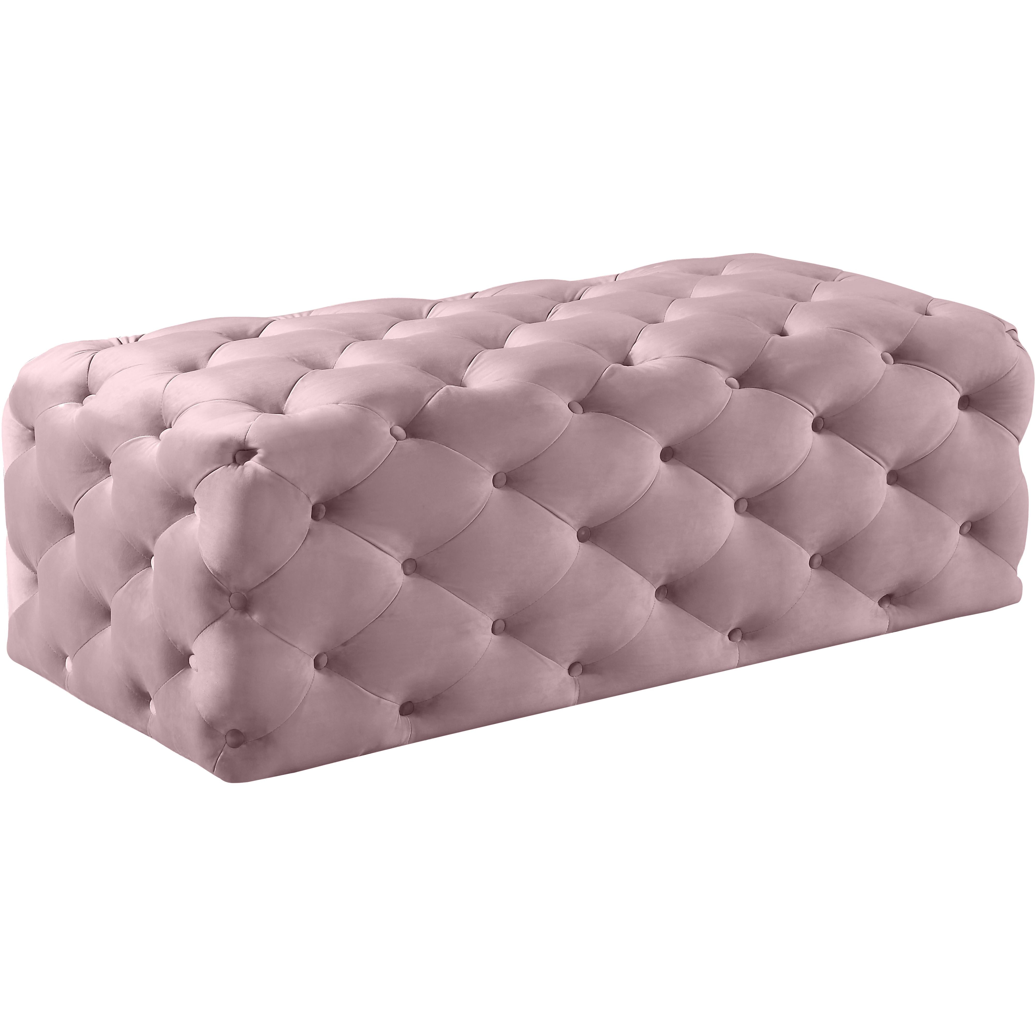 Meridian Casey Pink Velvet Ottoman/Bench