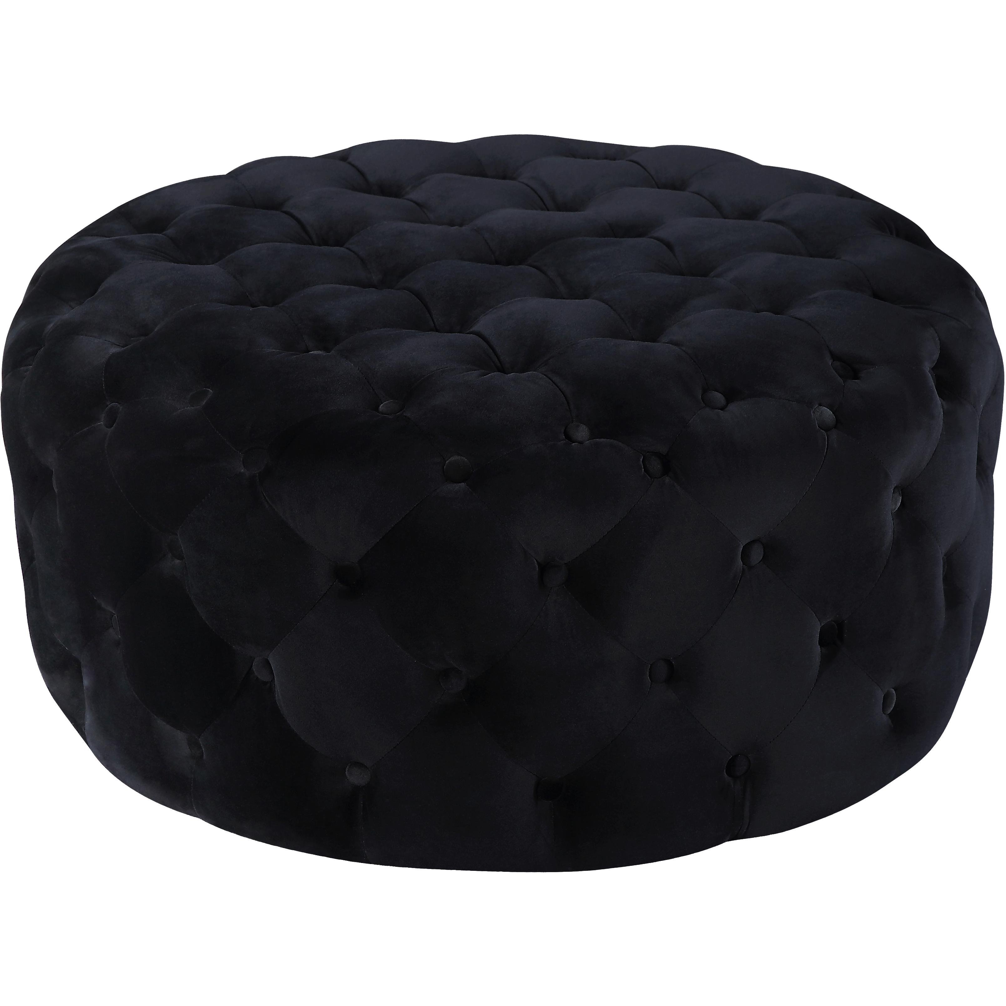 Meridian Addison Black Velvet Ottoman/Bench