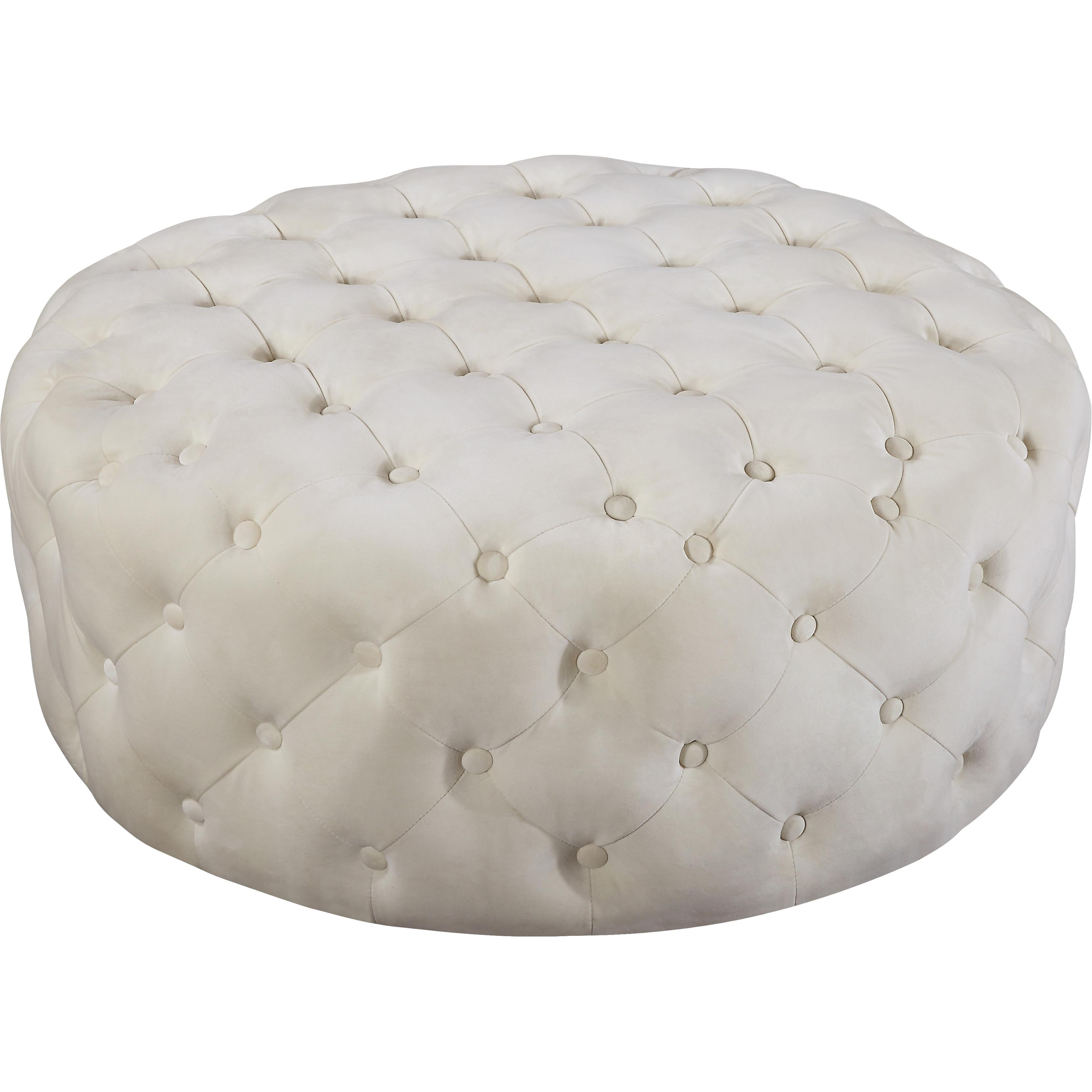 Meridian Addison Cream Velvet Ottoman/Bench