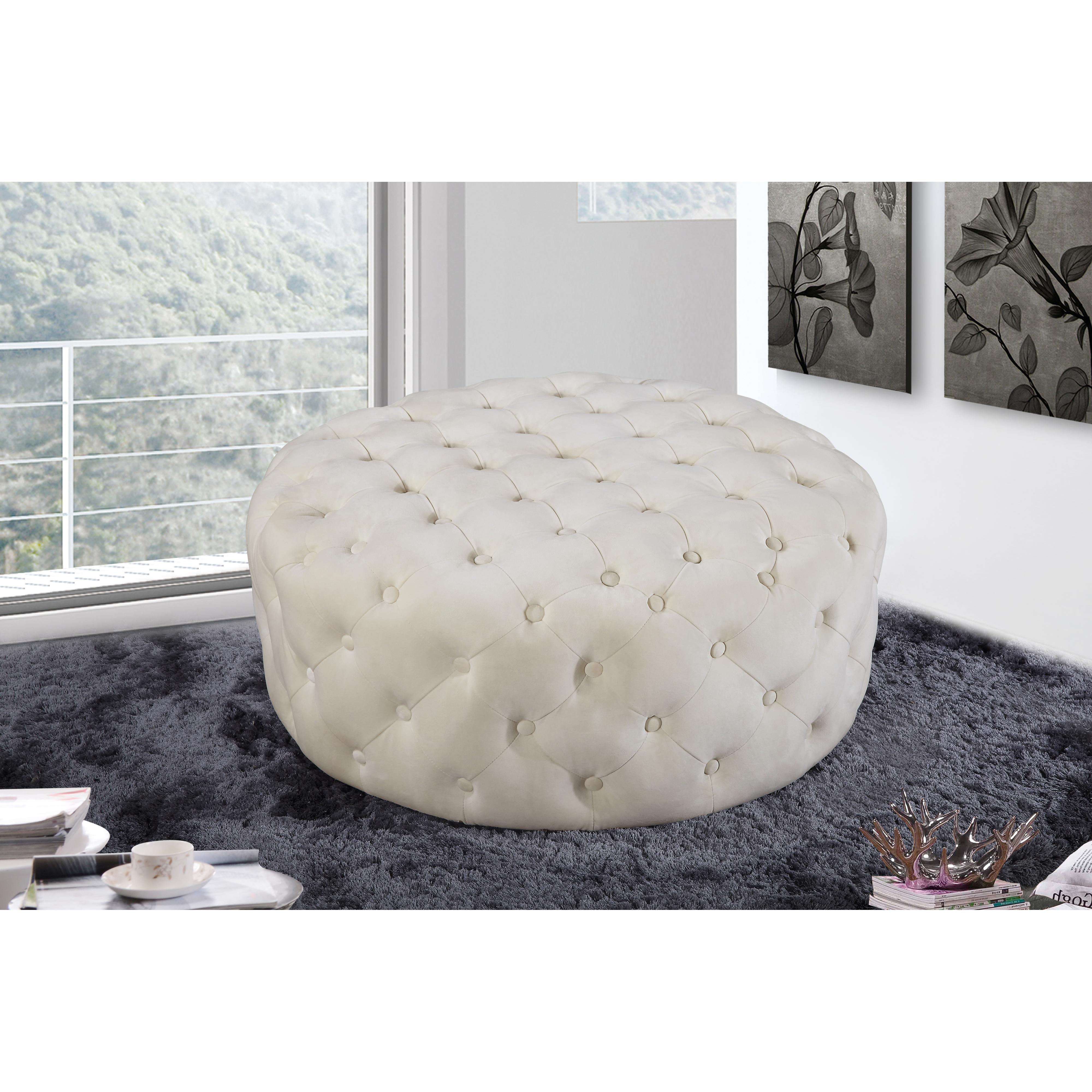 Meridian Addison Cream Velvet Ottoman/Bench