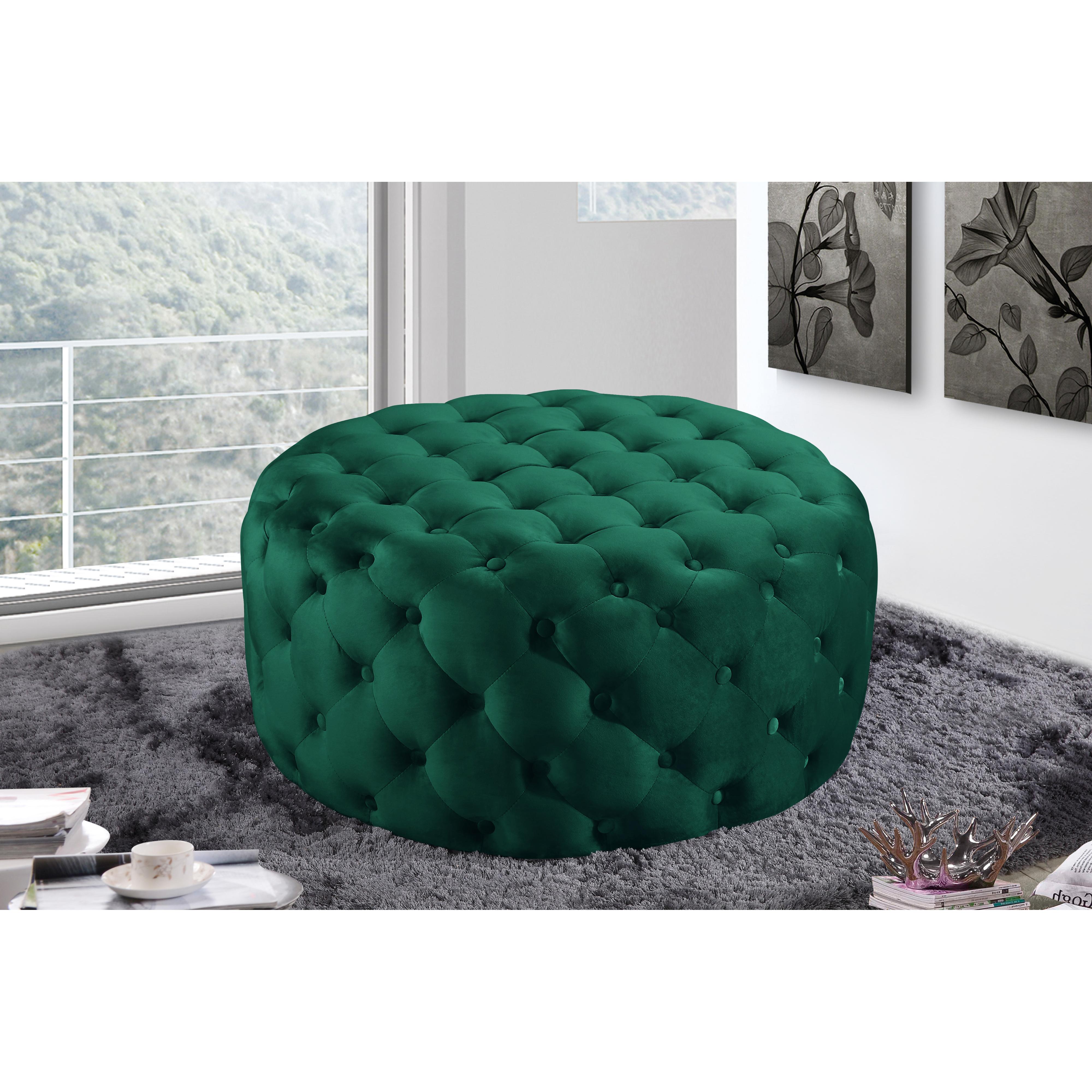 Meridian Addison Green Velvet Ottoman/Bench