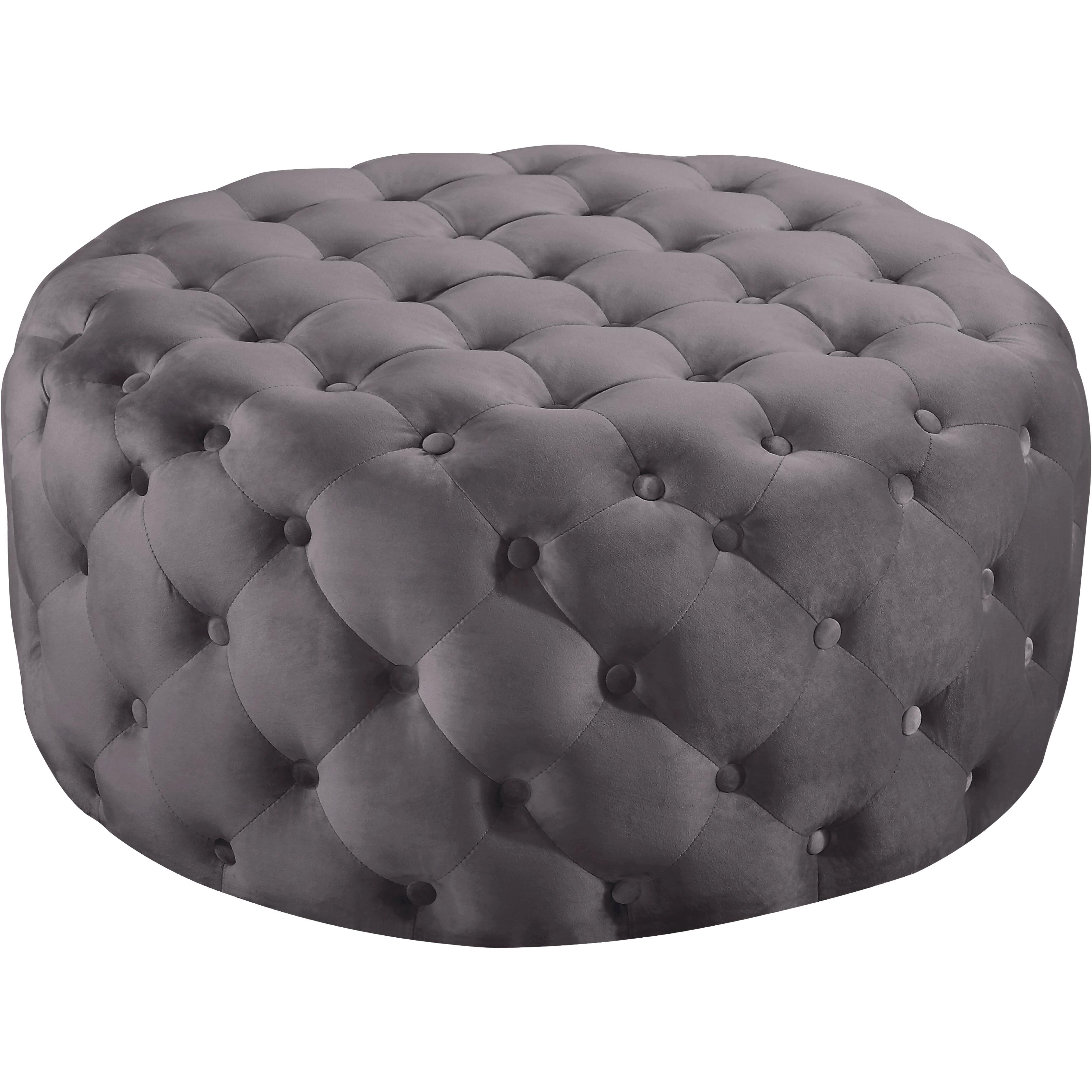 Meridian Addison Grey Velvet Ottoman/Bench