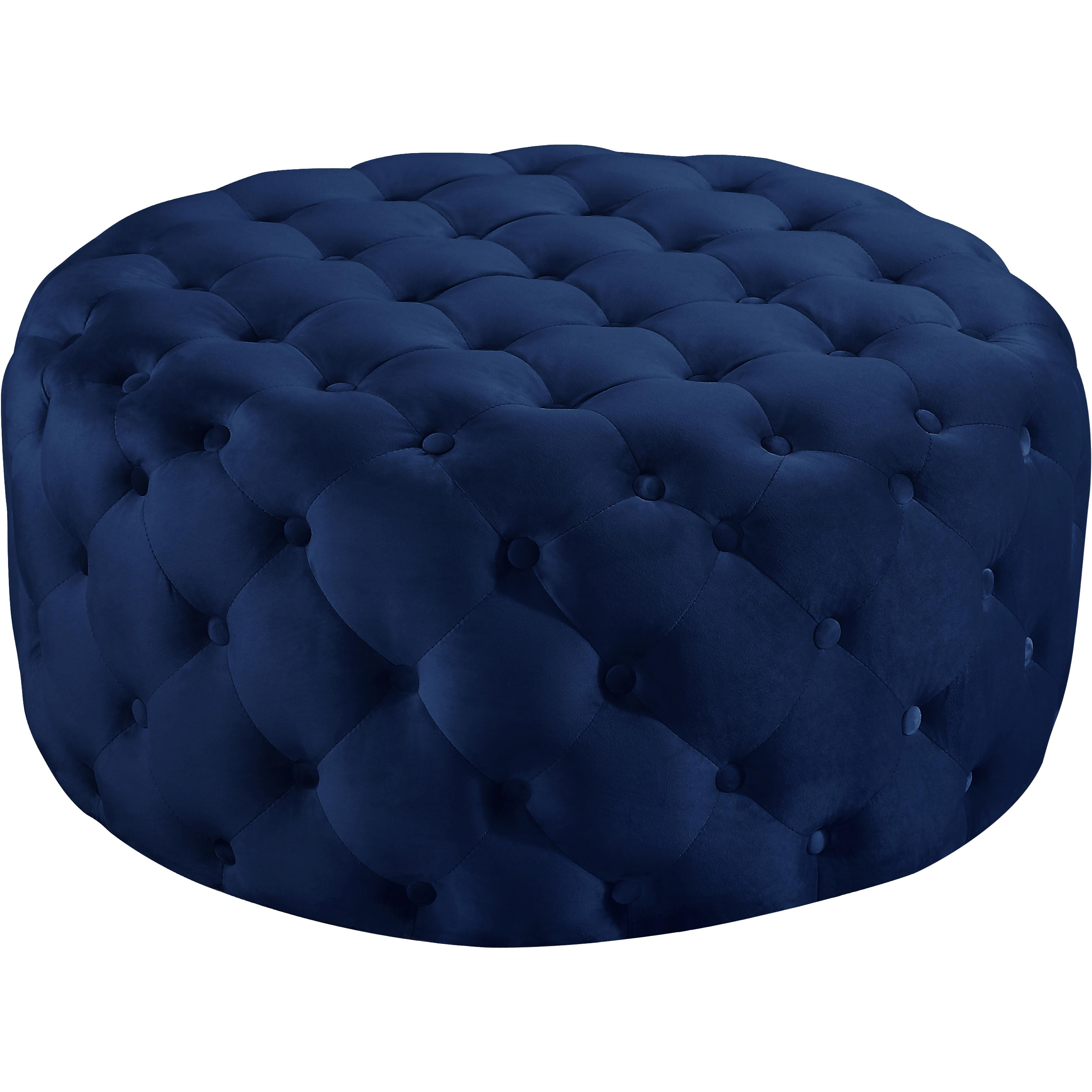 Meridian Addison Navy Velvet Ottoman/Bench