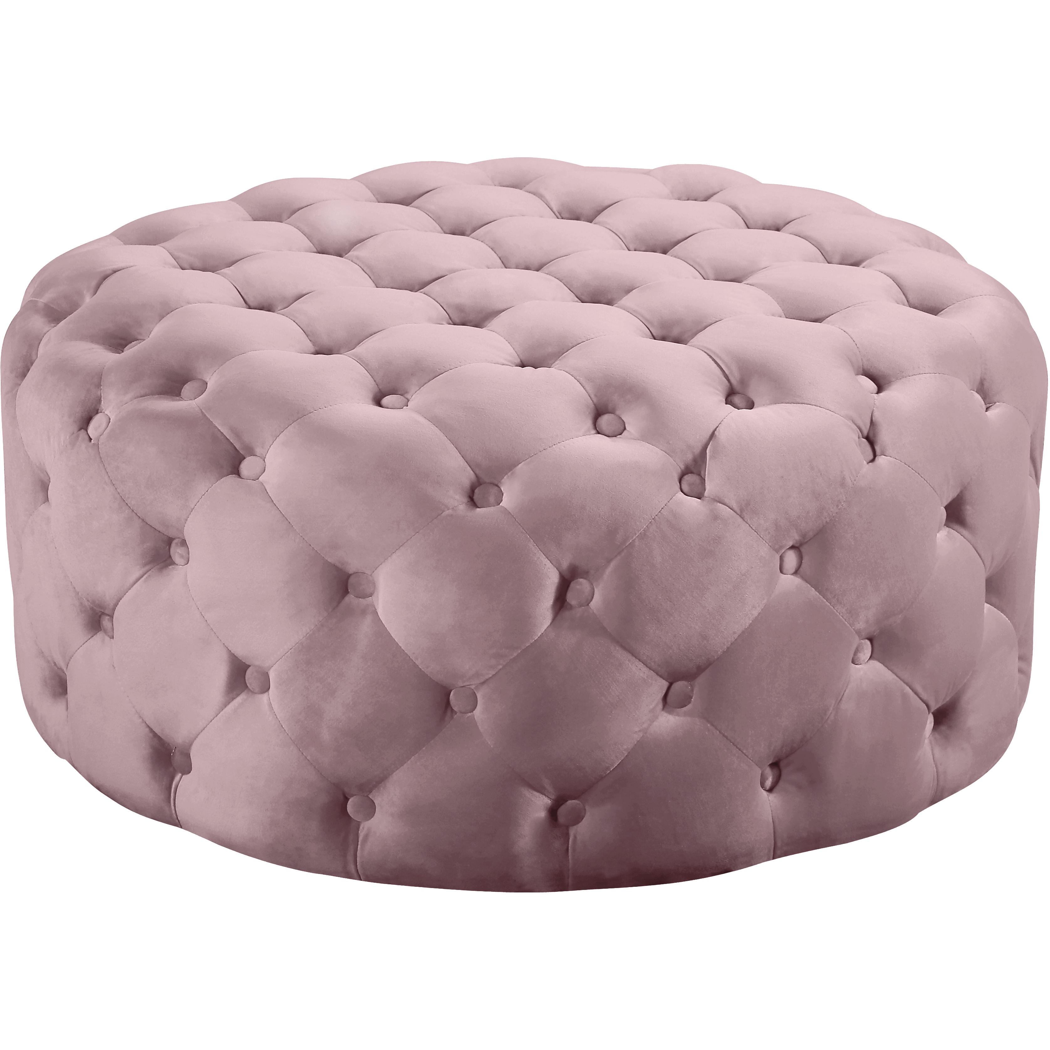 Meridian Addison Pink Velvet Ottoman/Bench