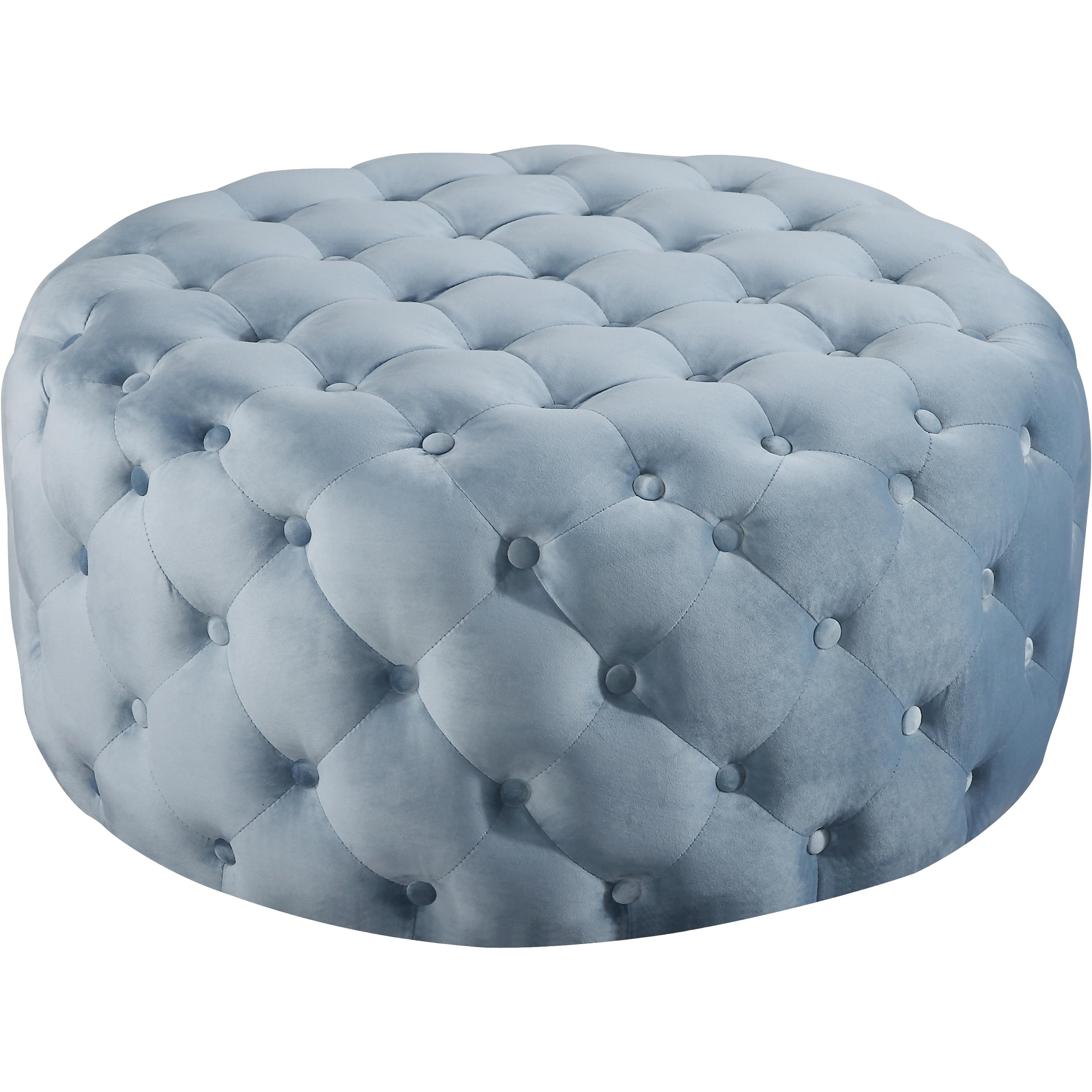 Meridian Addison Sky Blue Velvet Ottoman/Bench