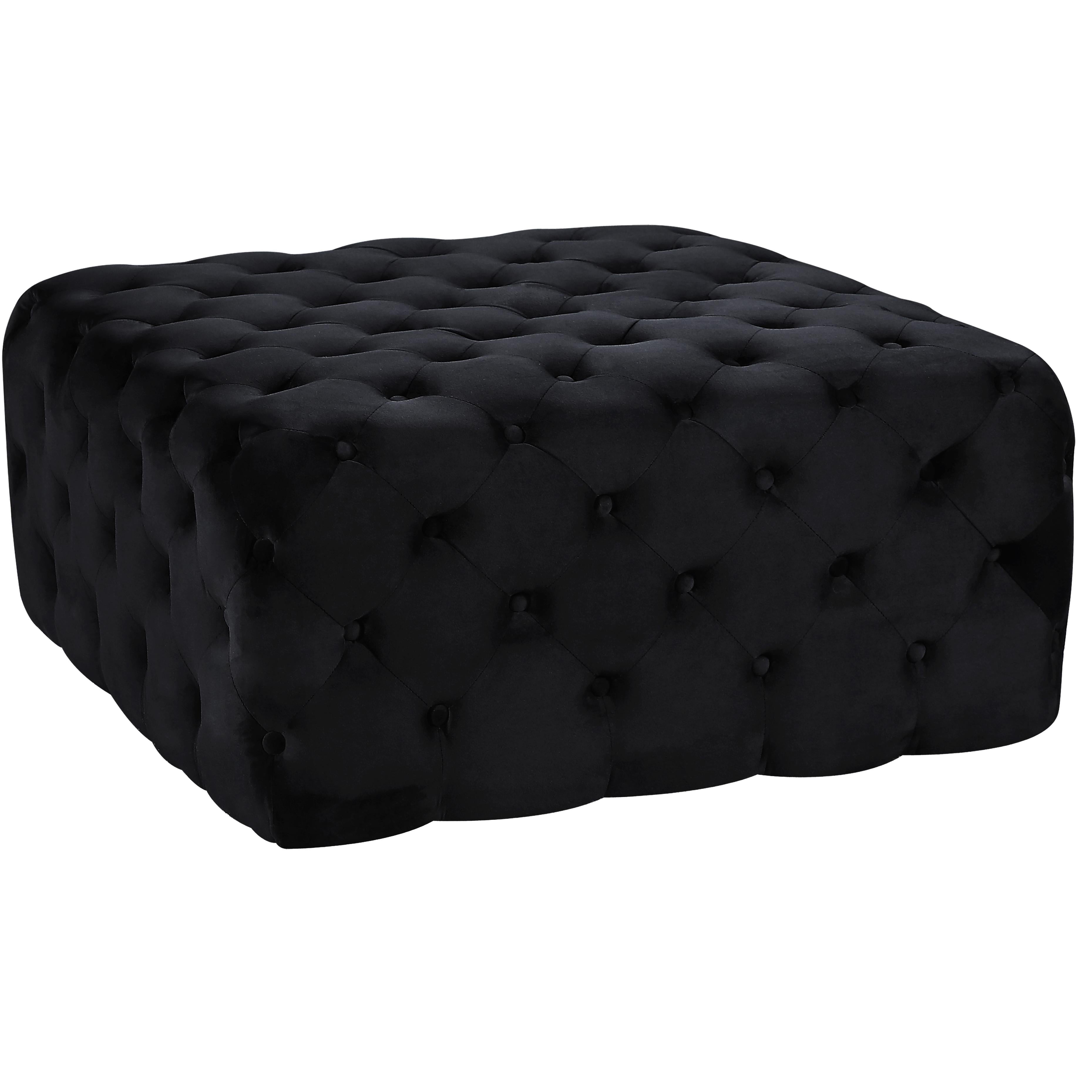 Meridian Ariel Black Velvet Ottoman/Bench