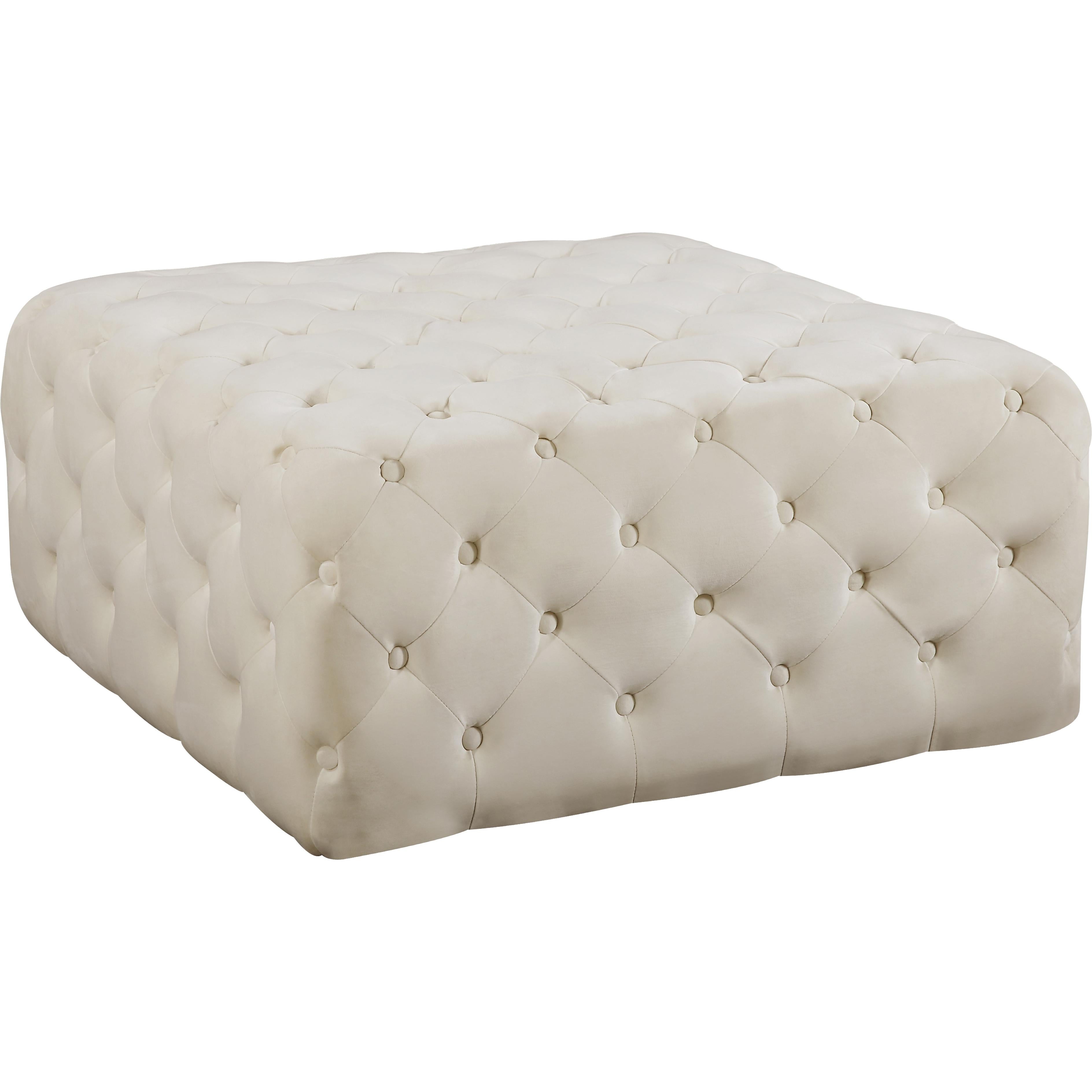 Meridian Ariel Cream Velvet Ottoman/Bench