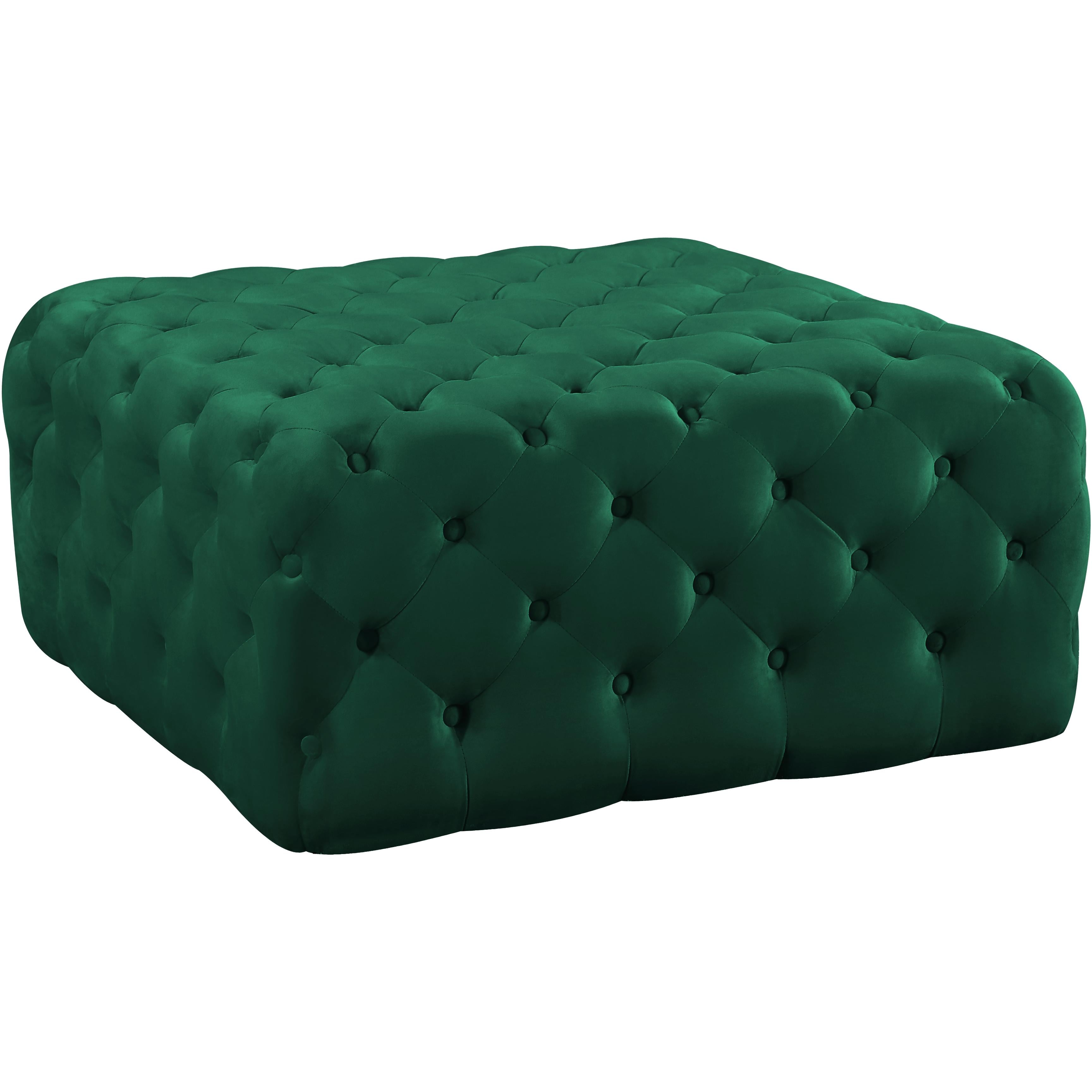 Meridian Ariel Green Velvet Ottoman/Bench