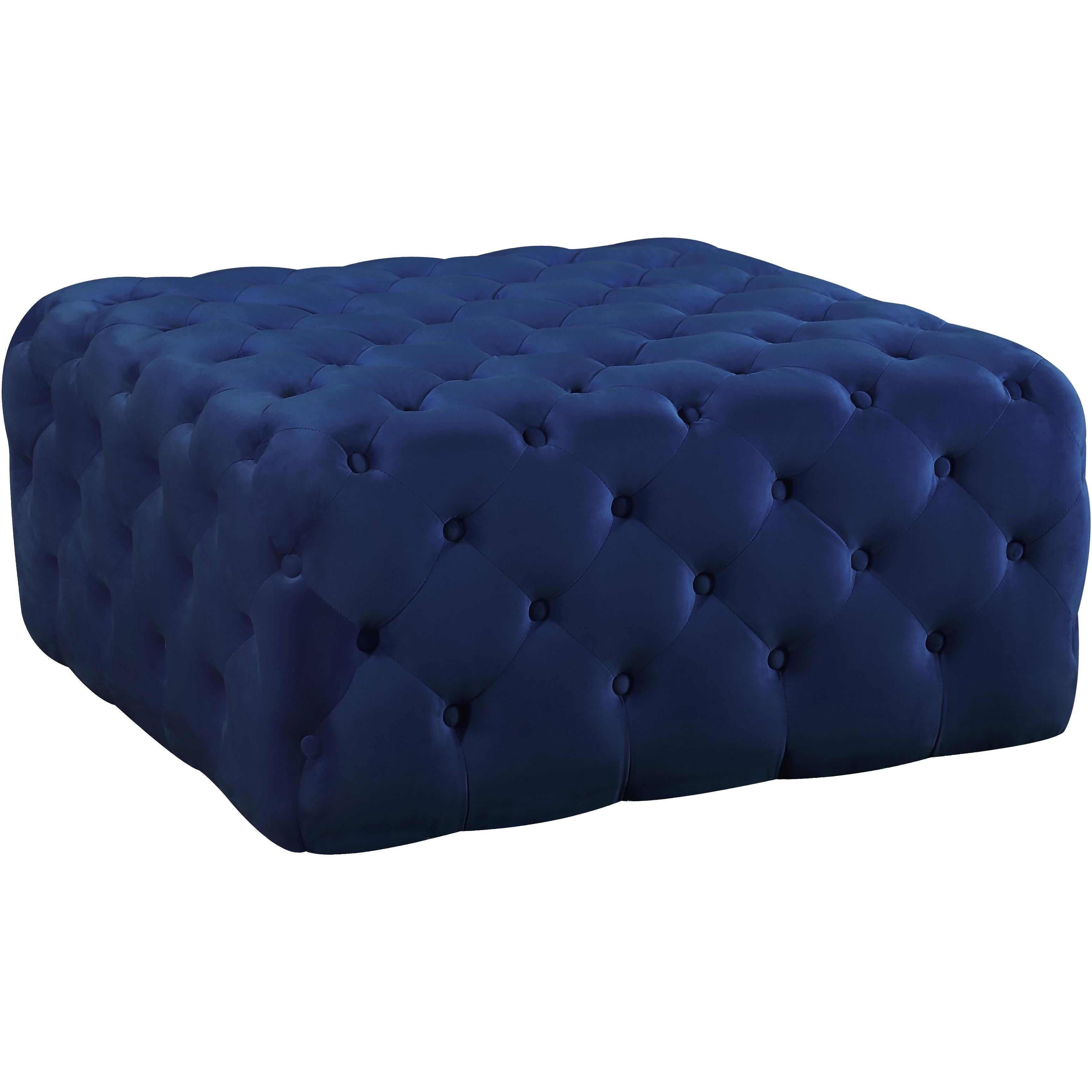 Meridian Ariel Navy Velvet Ottoman/Bench