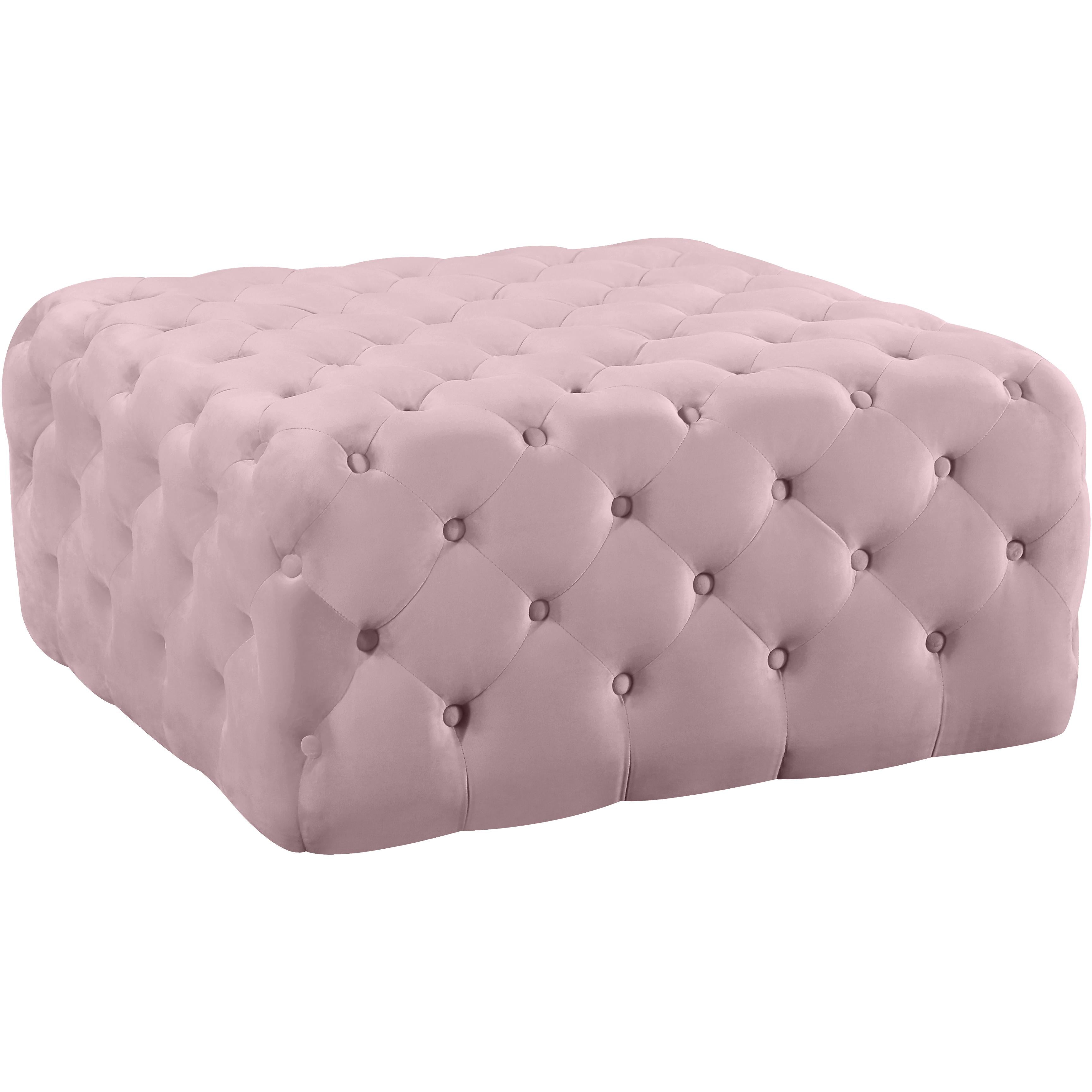 Meridian Ariel Pink Velvet Ottoman/Bench