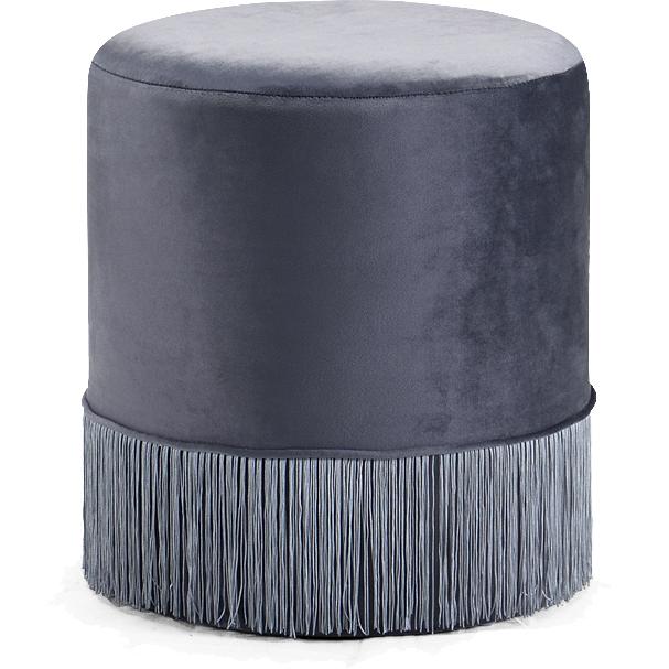 Meridian Teddy Grey Velvet Ottoman/Stool