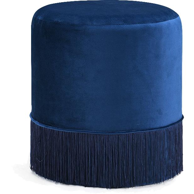 Meridian Teddy Navy Velvet Ottoman/Stool