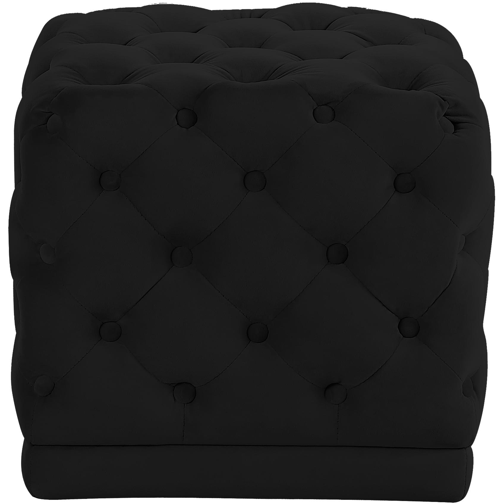 Meridian Stella Black Velvet Ottoman/Stool