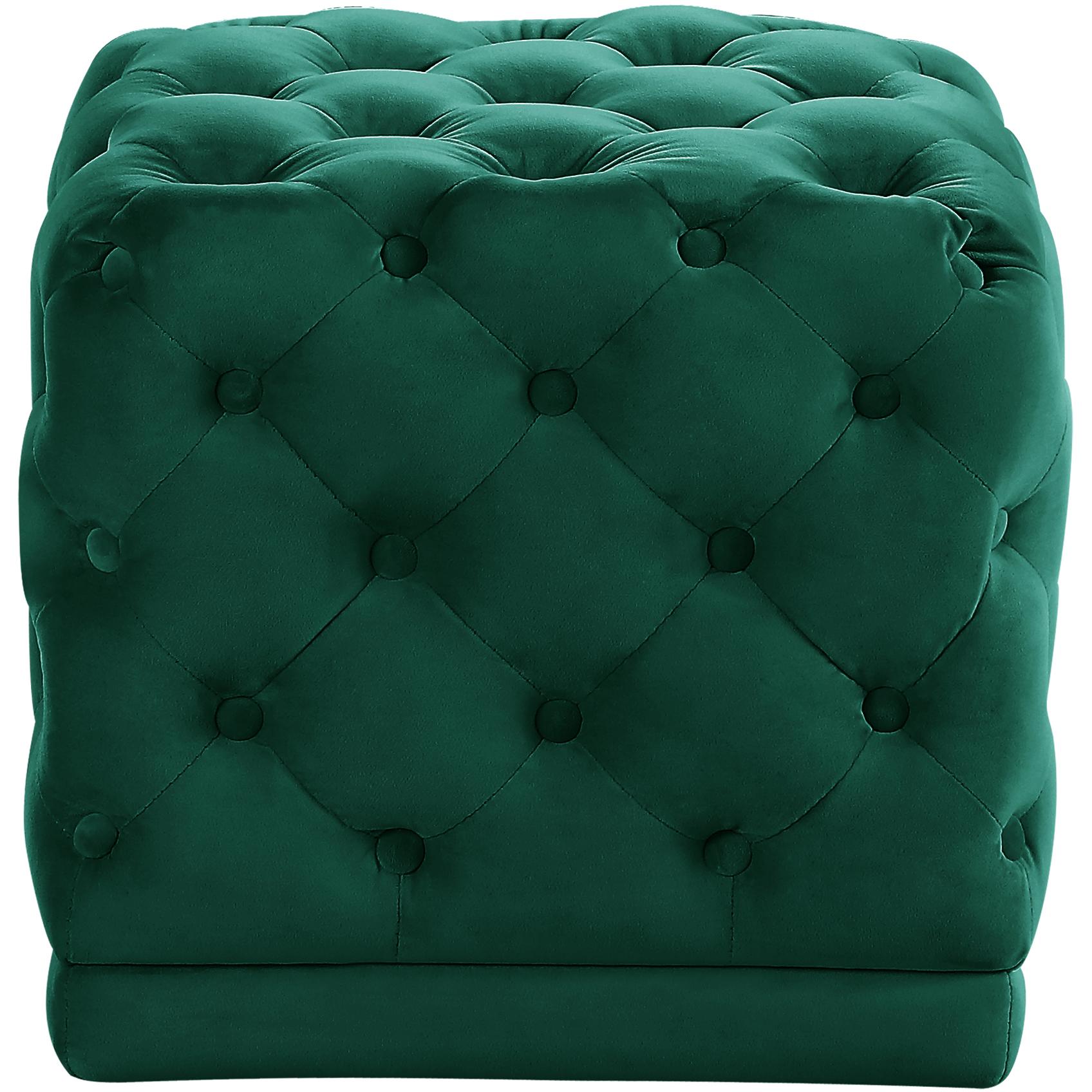 Meridian Stella Green Velvet Ottoman/Stool