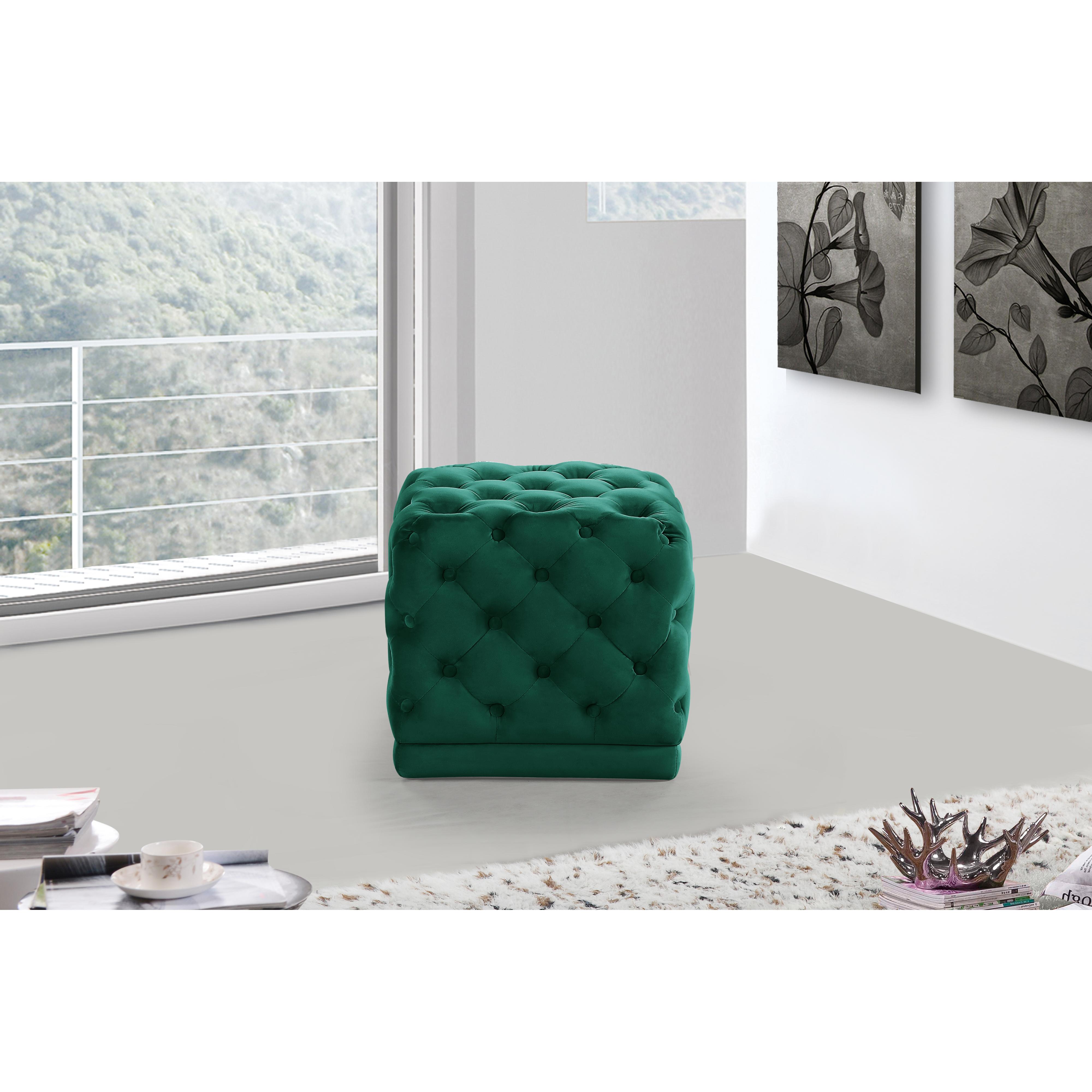 Meridian Stella Green Velvet Ottoman/Stool