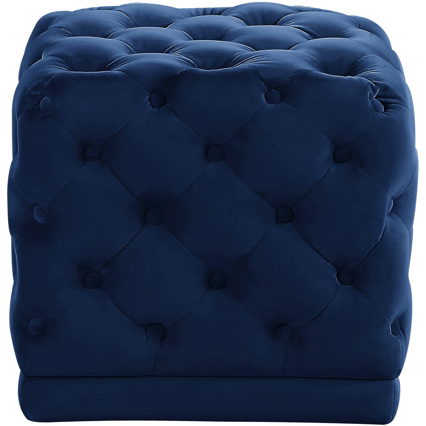 Meridian Stella Navy Velvet Ottoman/Stool