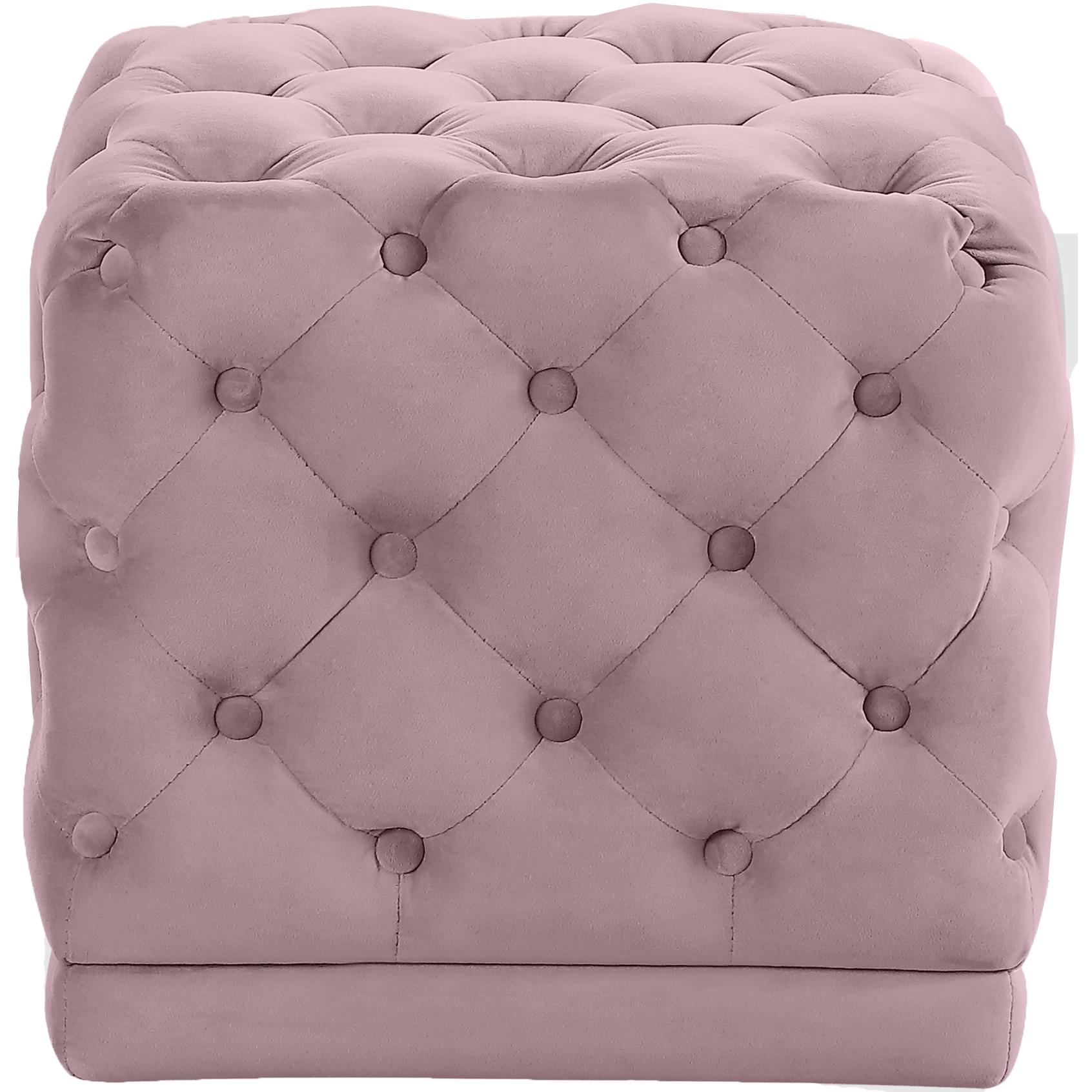 Meridian Stella Pink Velvet Ottoman/Stool