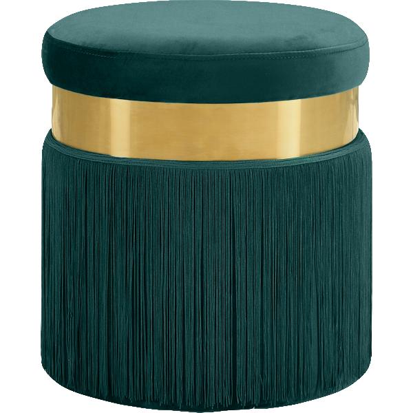 Meridian Yasmine Green Velvet Ottoman/Stool