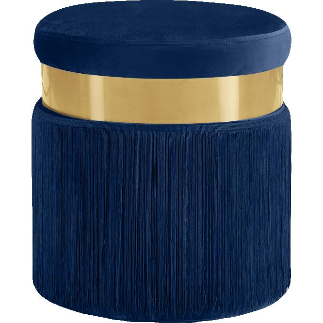 Meridian Yasmine Navy Velvet Ottoman/Stool