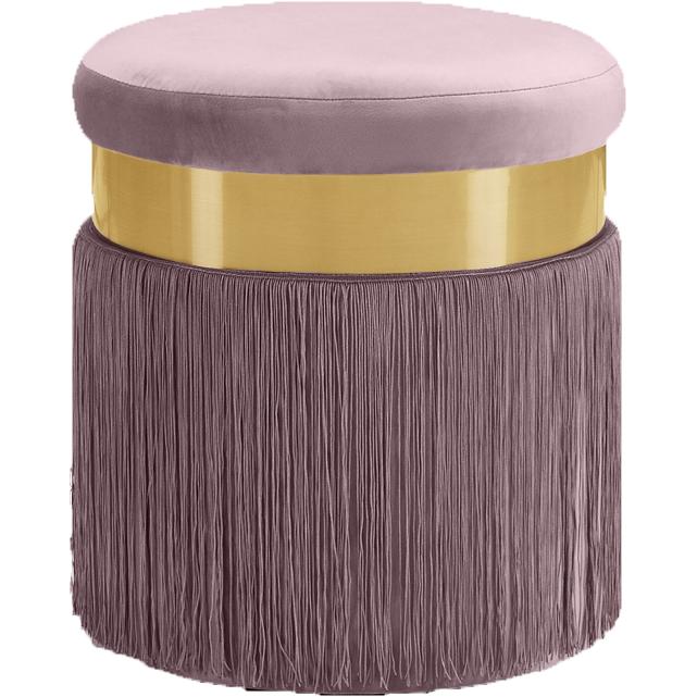 Meridian Yasmine Pink Velvet Ottoman/Stool