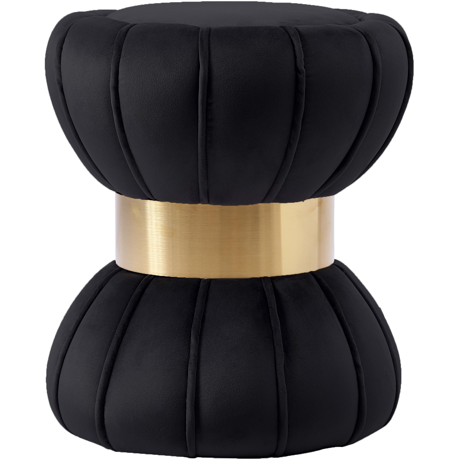 Meridian Vino Black Velvet Ottoman/Stool