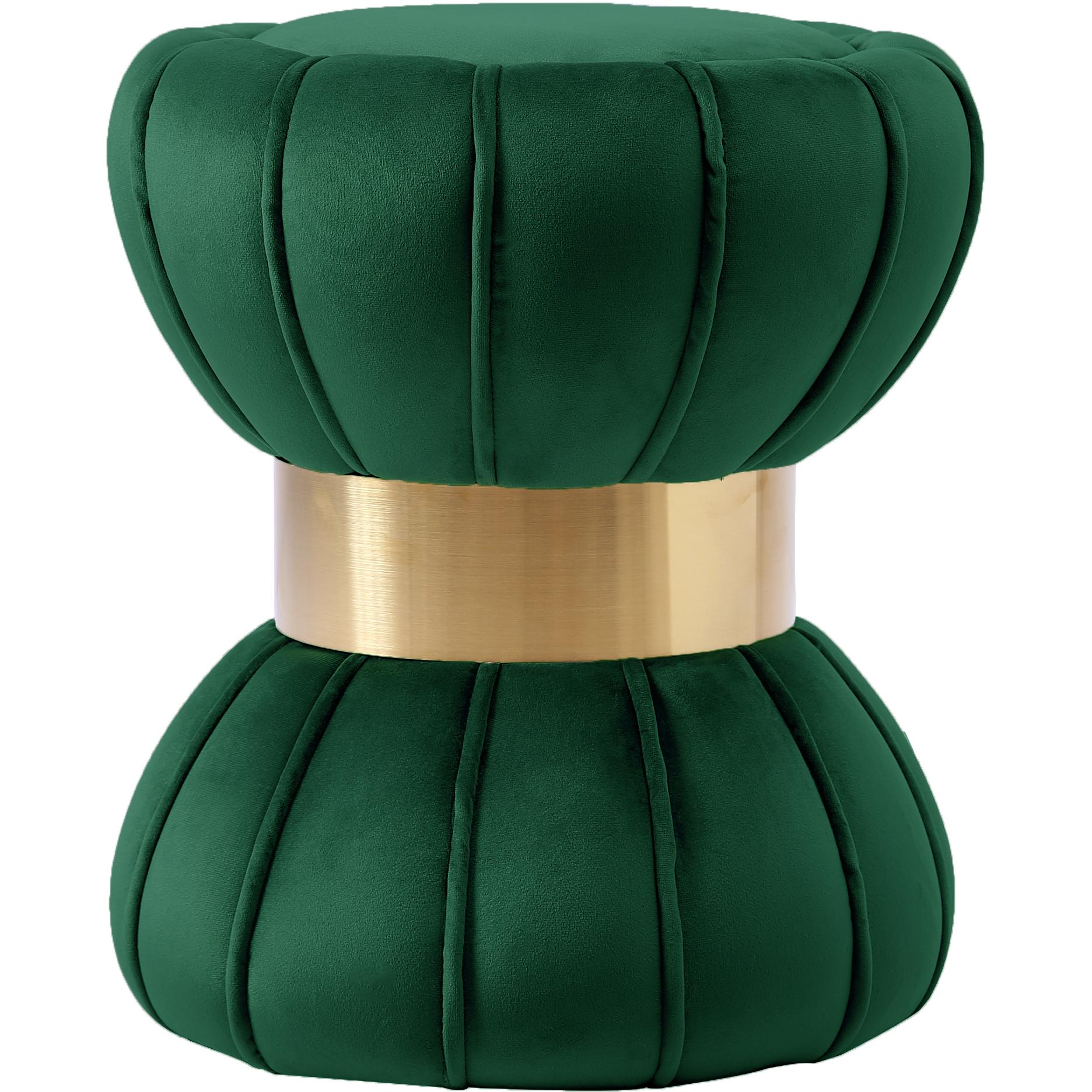 Meridian Vino Green Velvet Ottoman/Stool