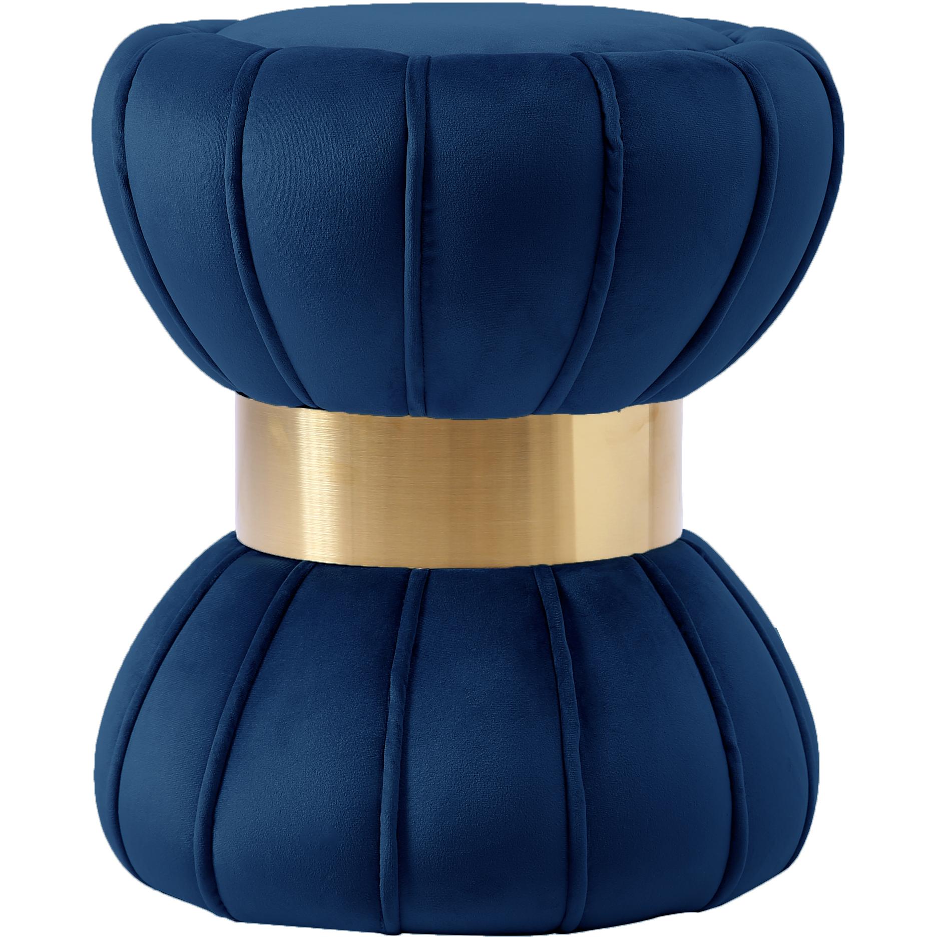 Meridian Vino Navy Velvet Ottoman/Stool