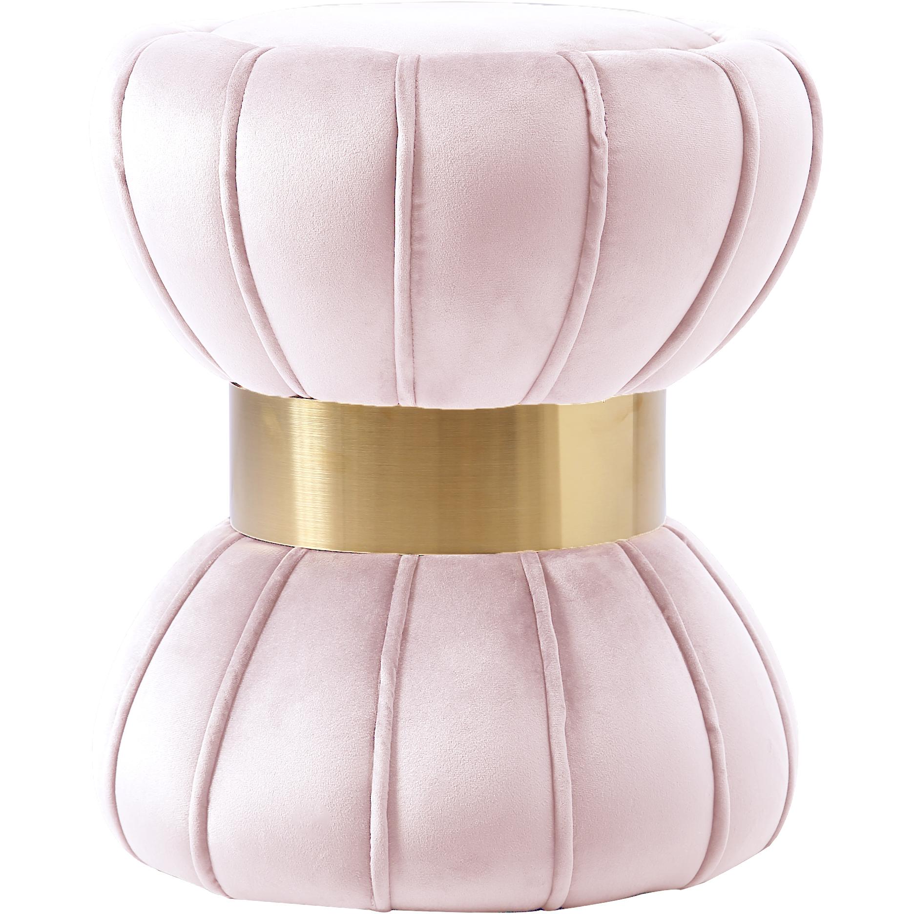 Meridian Vino Pink Velvet Ottoman/Stool