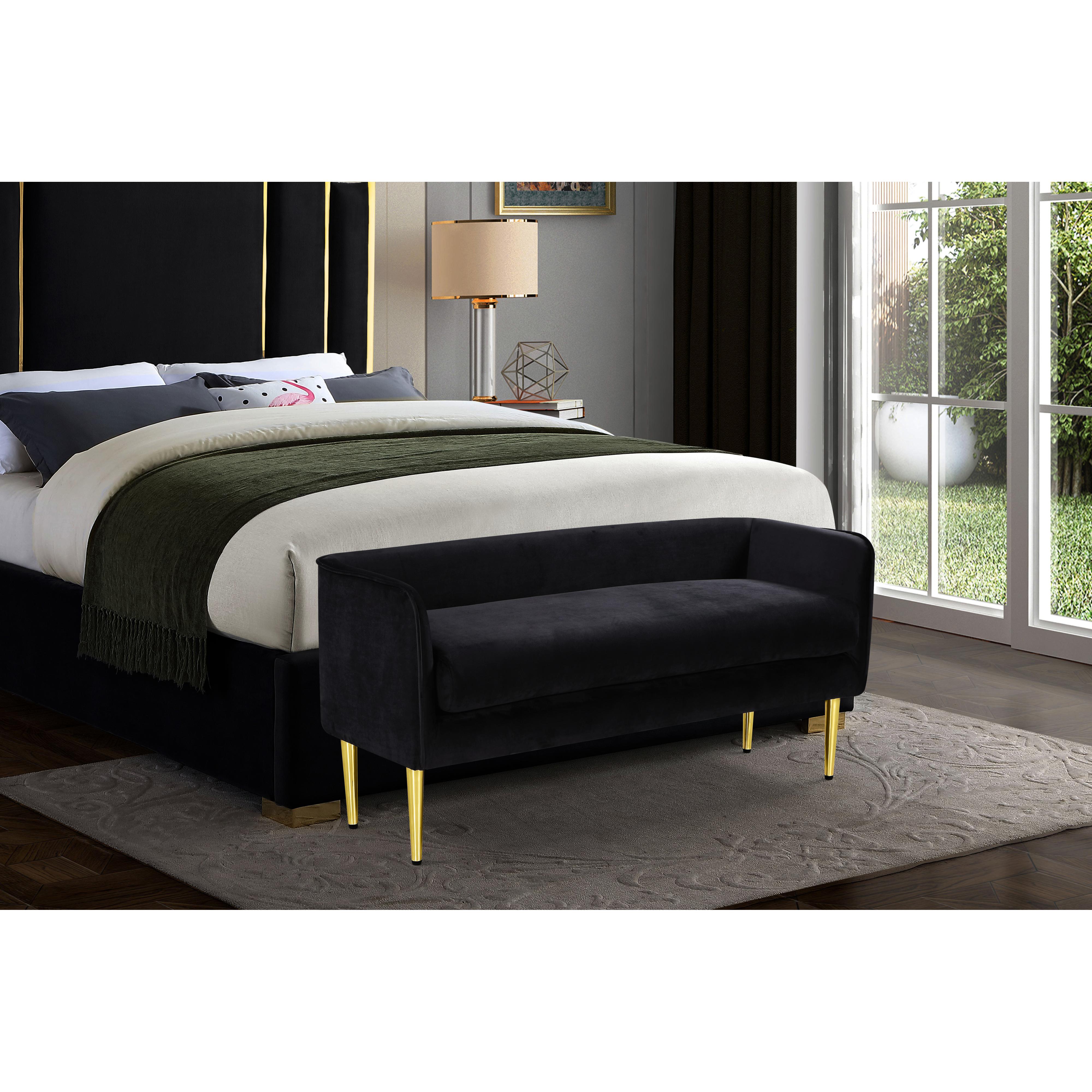 Meridian Audrey Black Velvet Bench