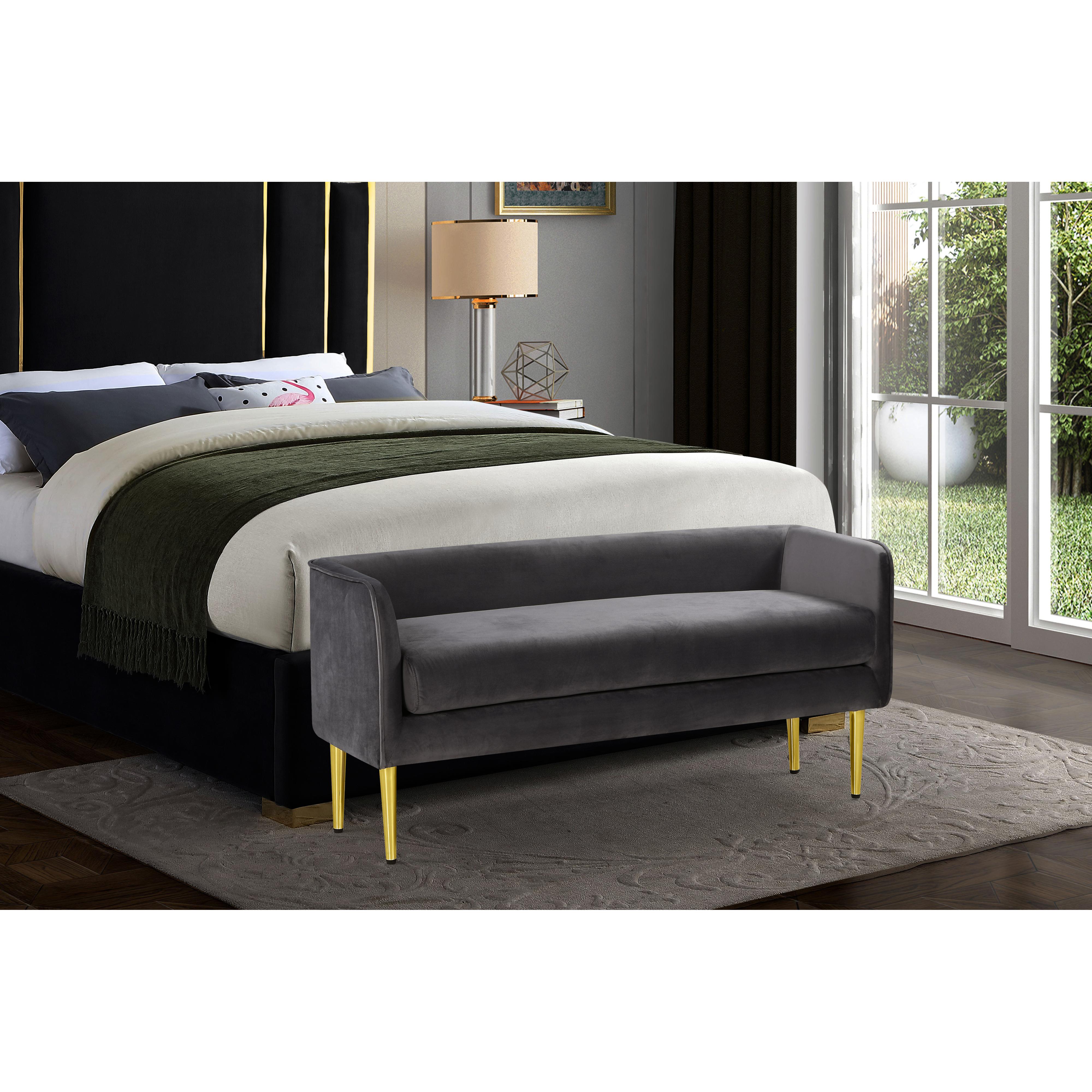 Meridian Audrey Grey Velvet Bench