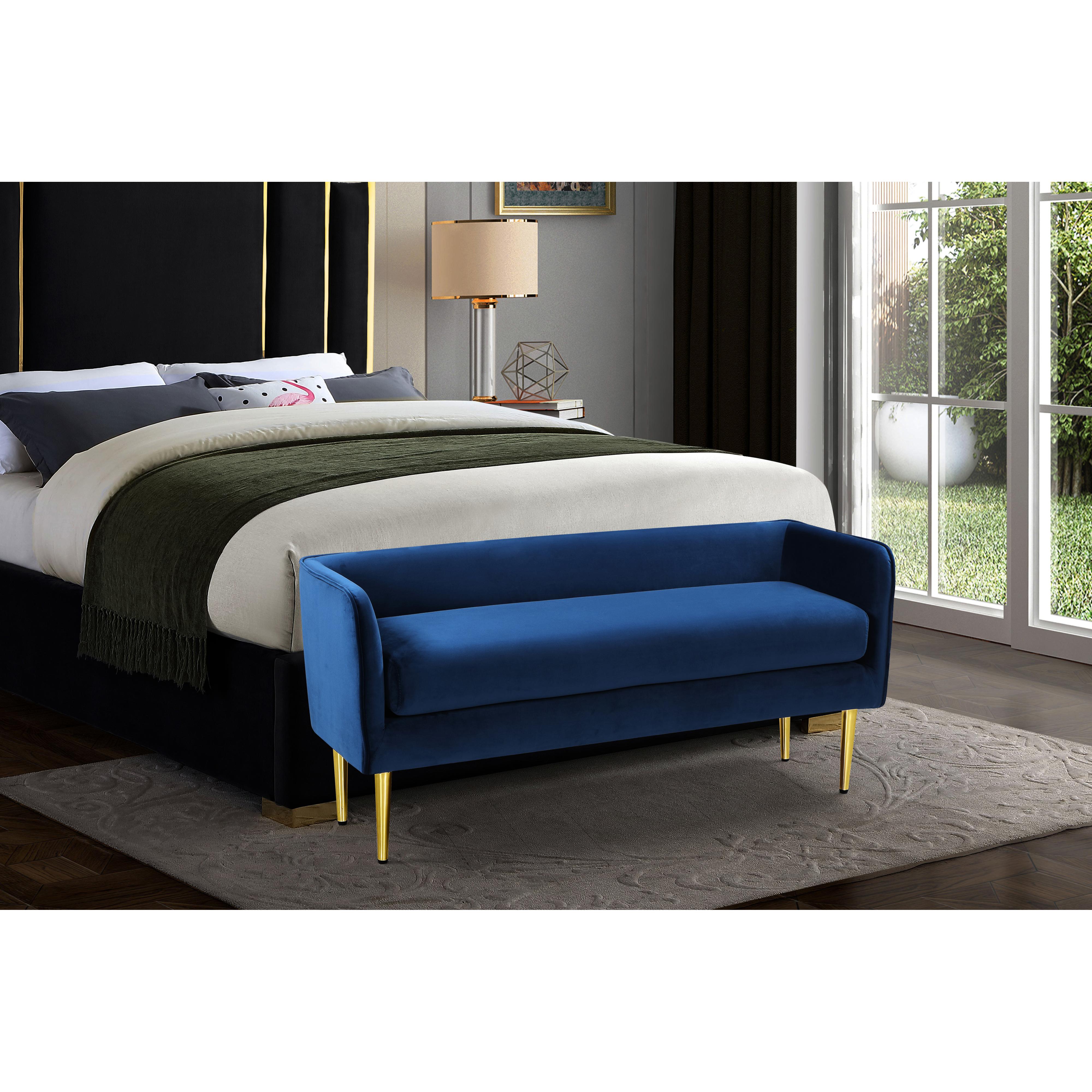 Meridian Audrey Navy Velvet Bench