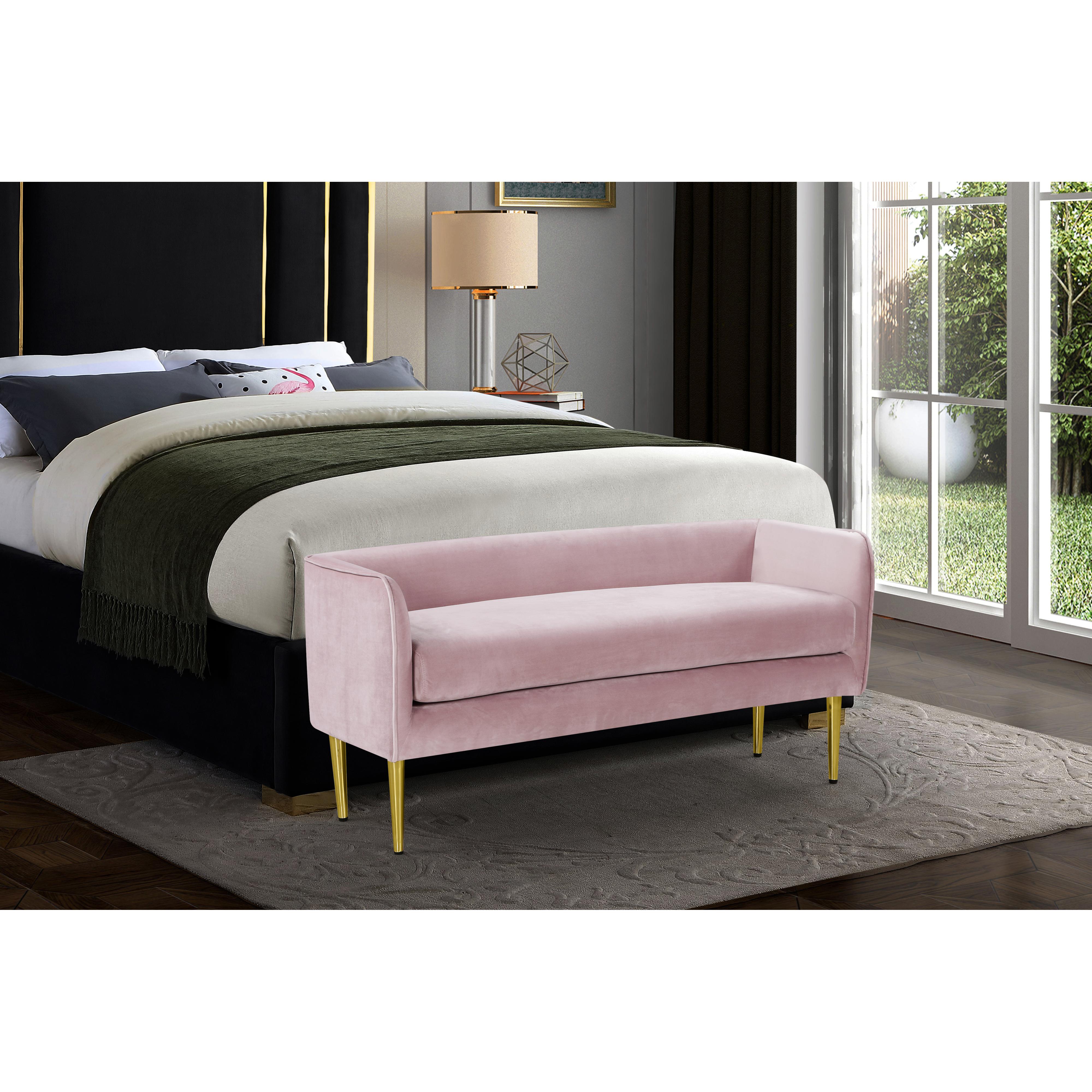 Meridian Audrey Pink Velvet Bench