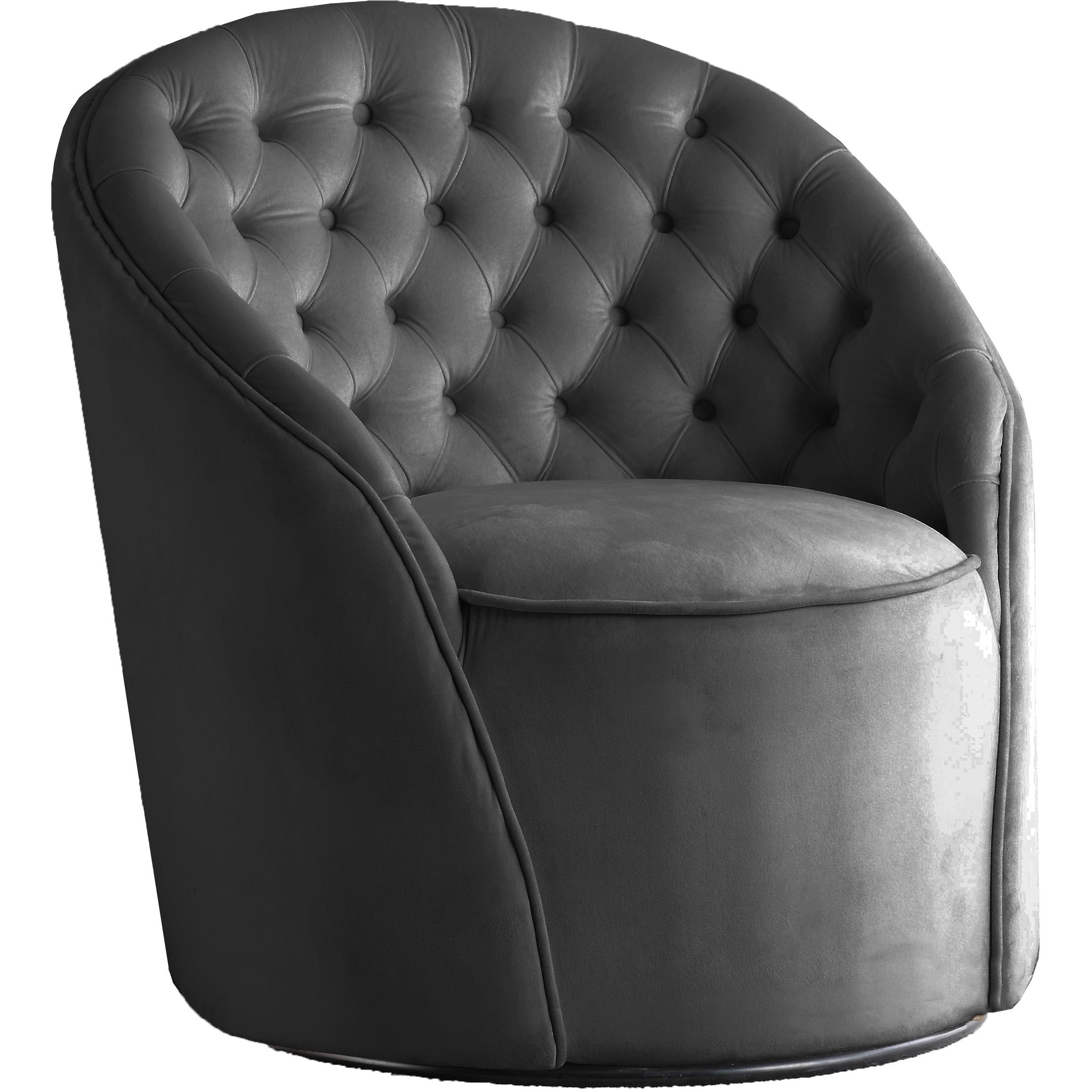 Meridian Alessio Grey Velvet Accent Chair