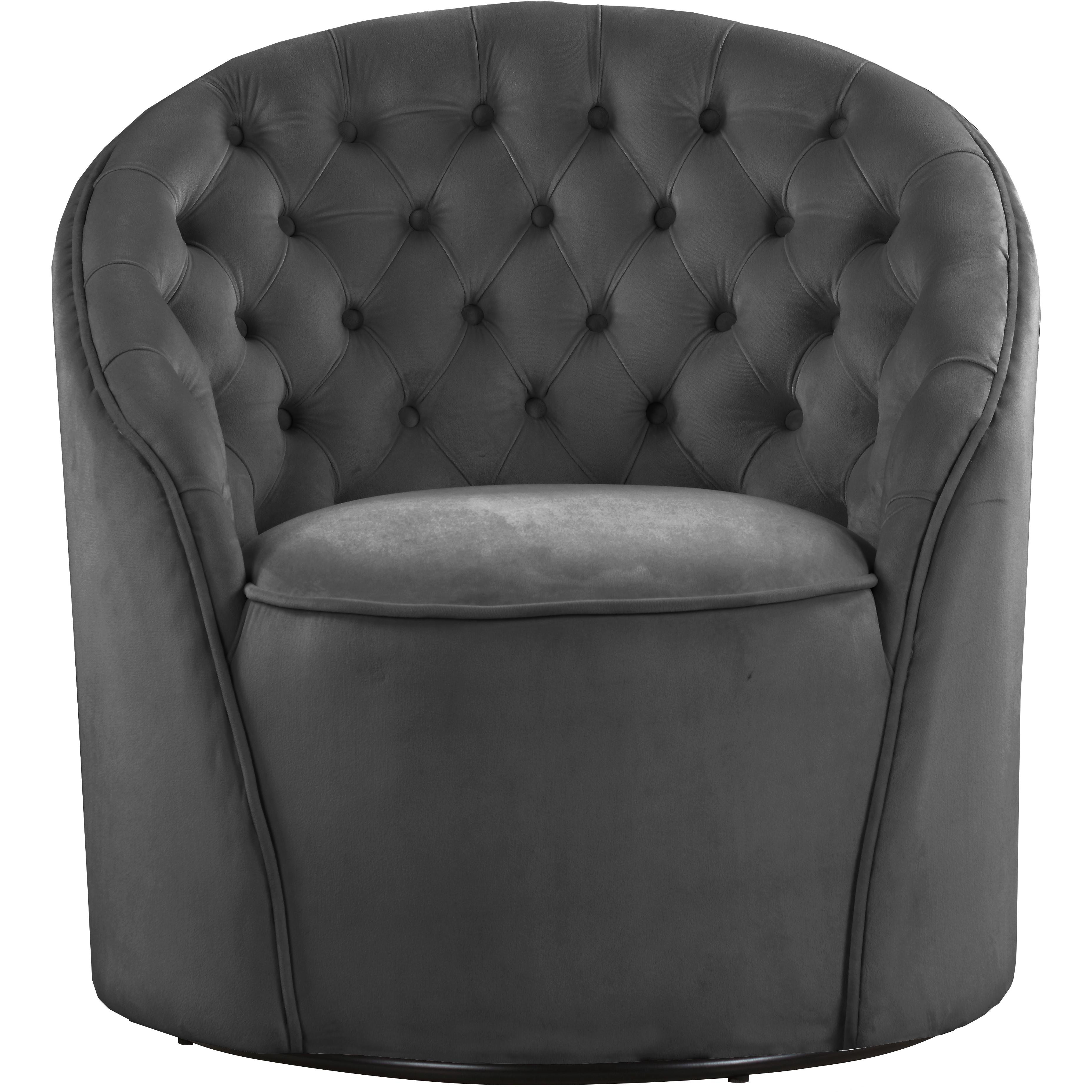 Meridian Alessio Grey Velvet Accent Chair