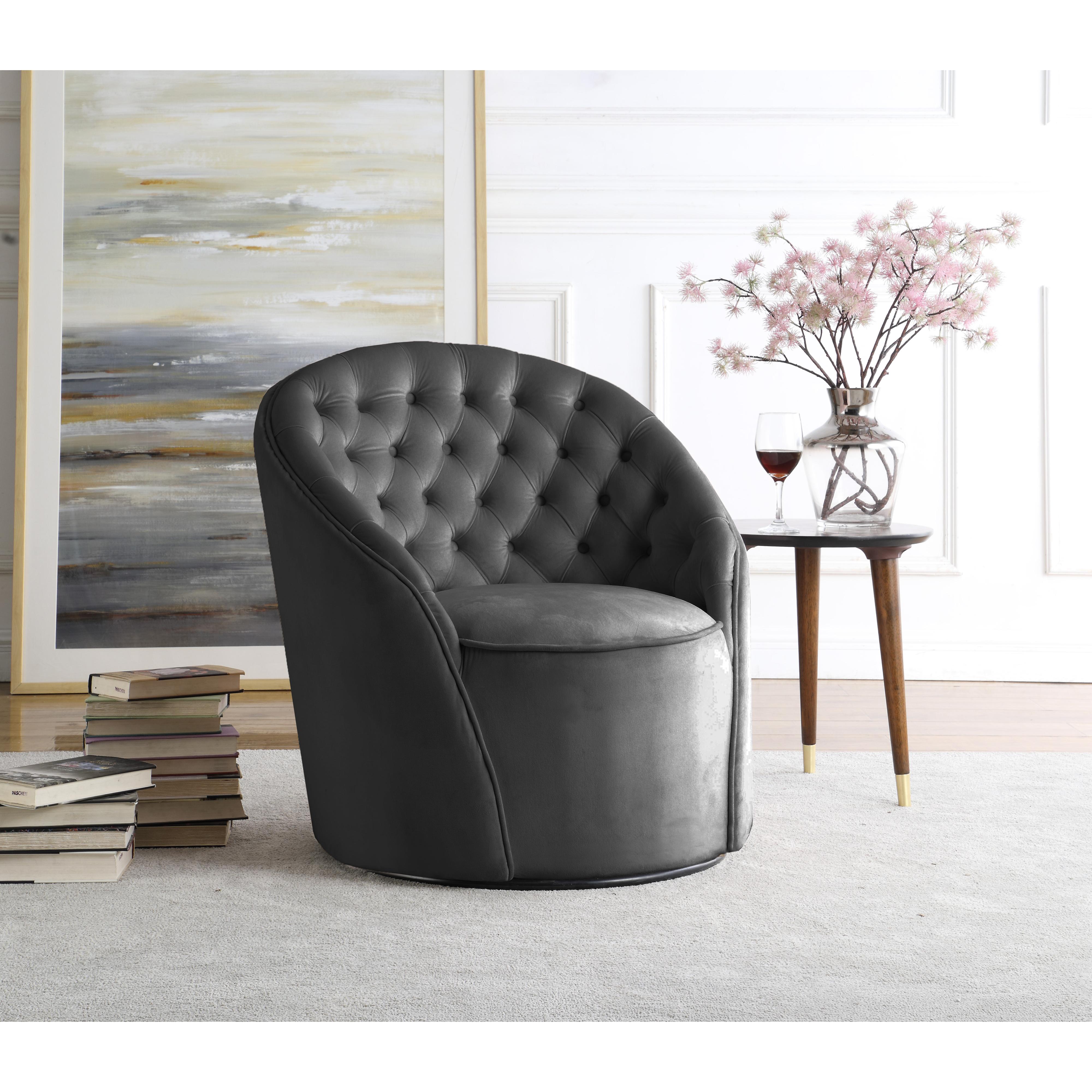 Meridian Alessio Grey Velvet Accent Chair