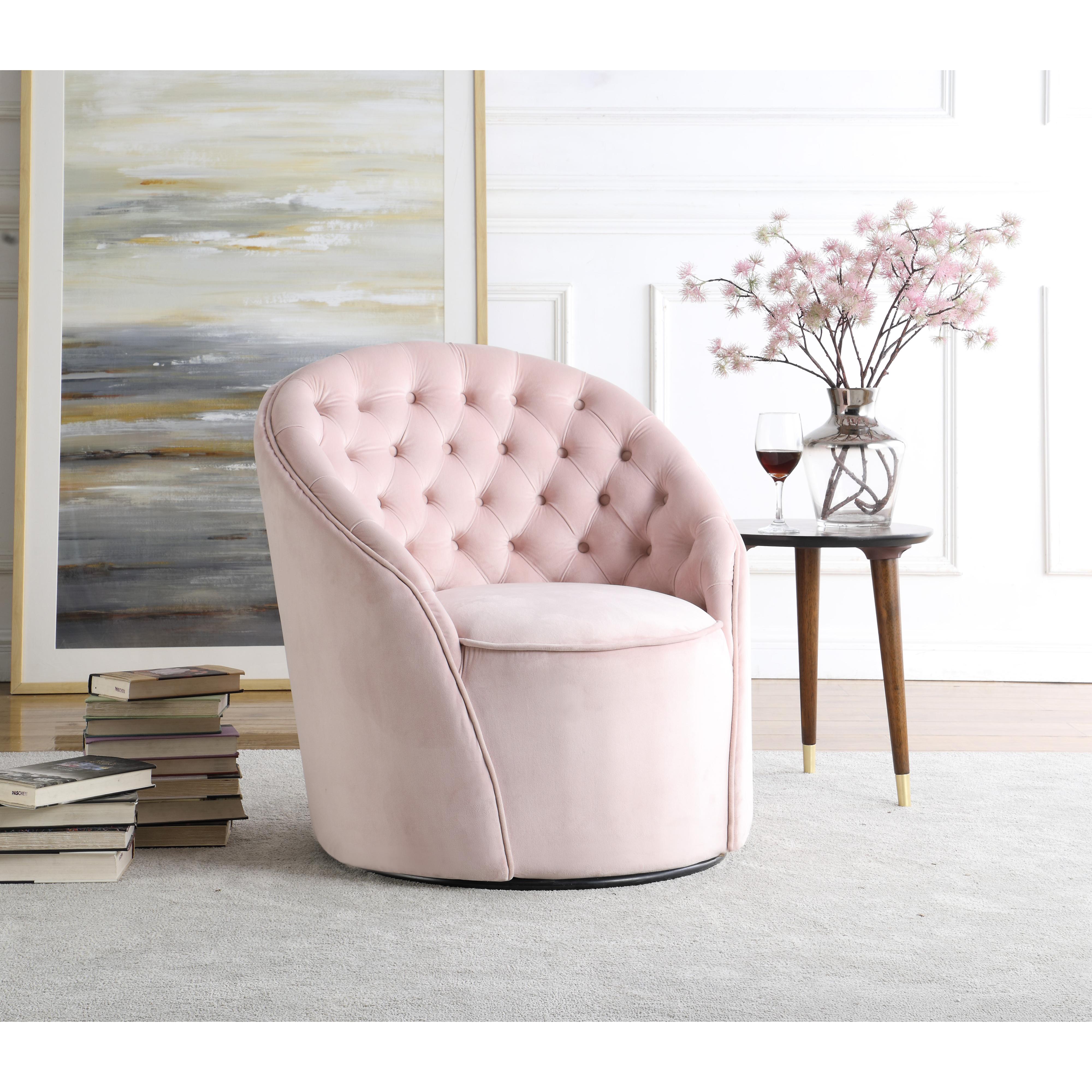 Meridian Alessio Pink Velvet Accent Chair