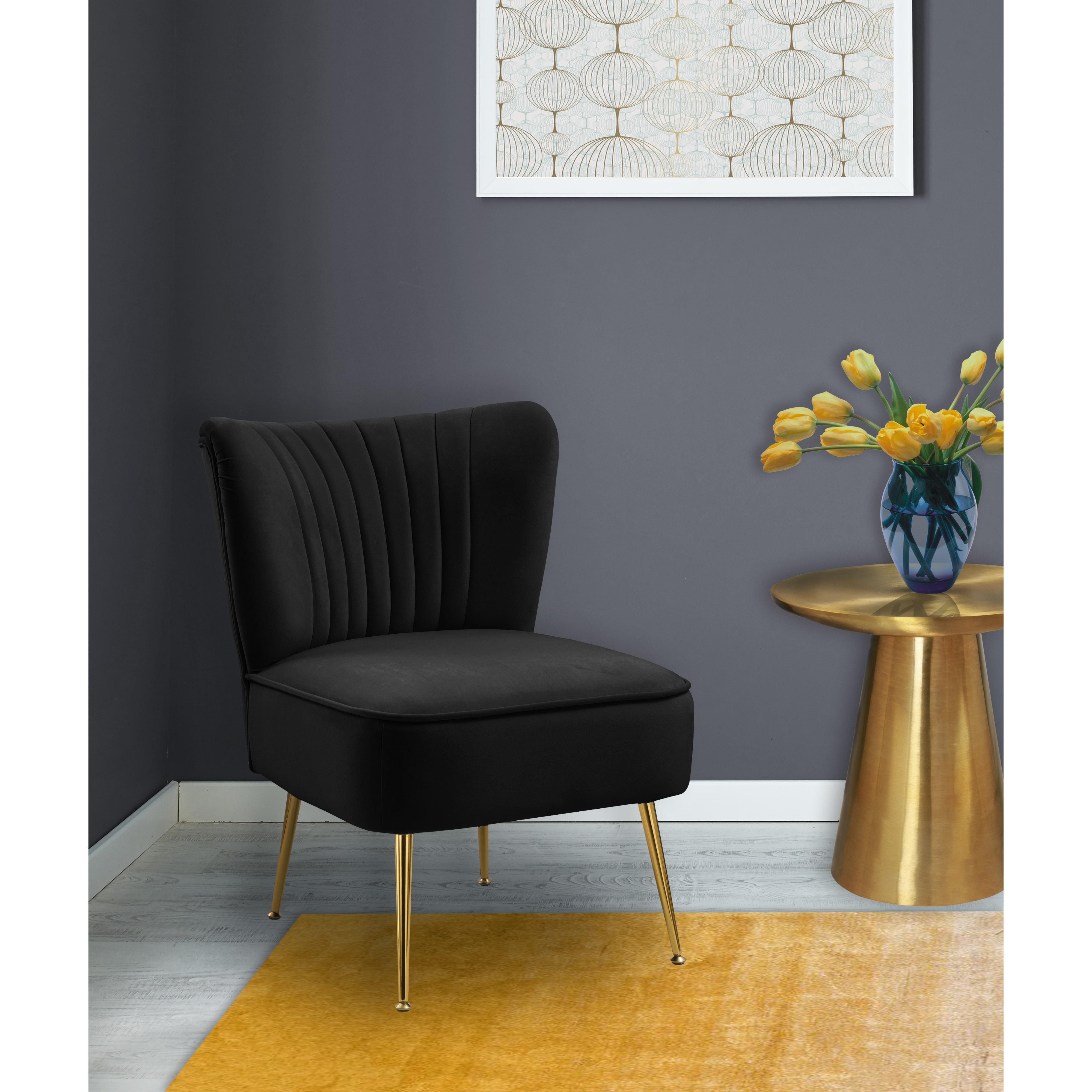 Meridian Tess Black Velvet Accent Chair