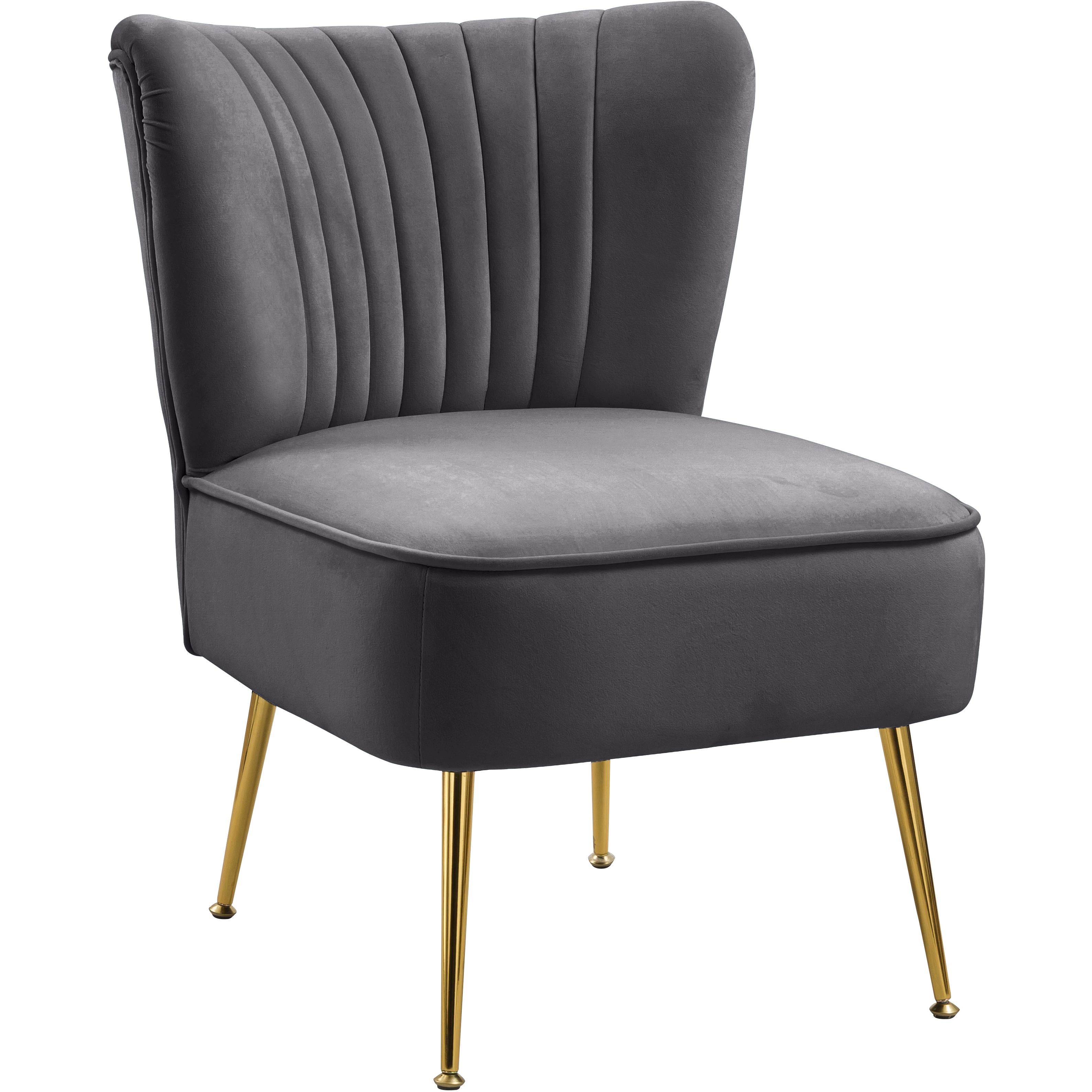 Meridian Tess Grey Velvet Accent Chair