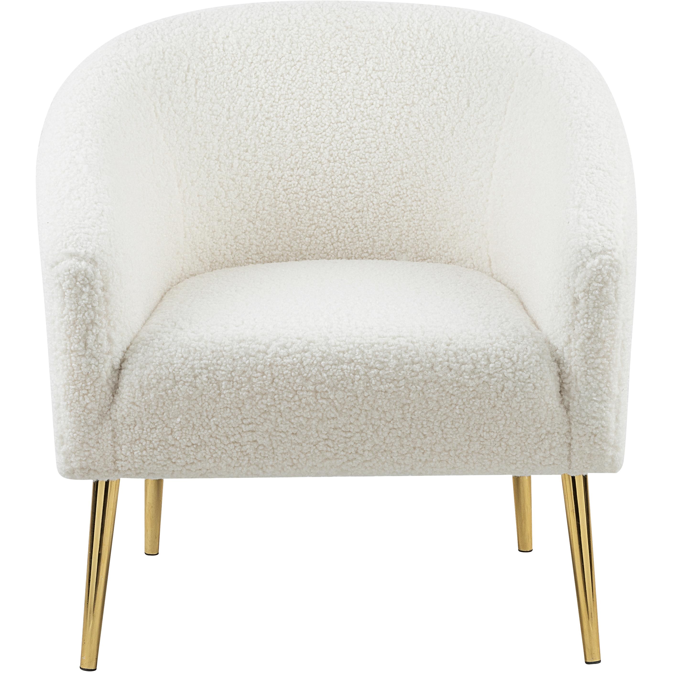 Meridian Barlow White Faux Sheepskin Fur Accent Chair