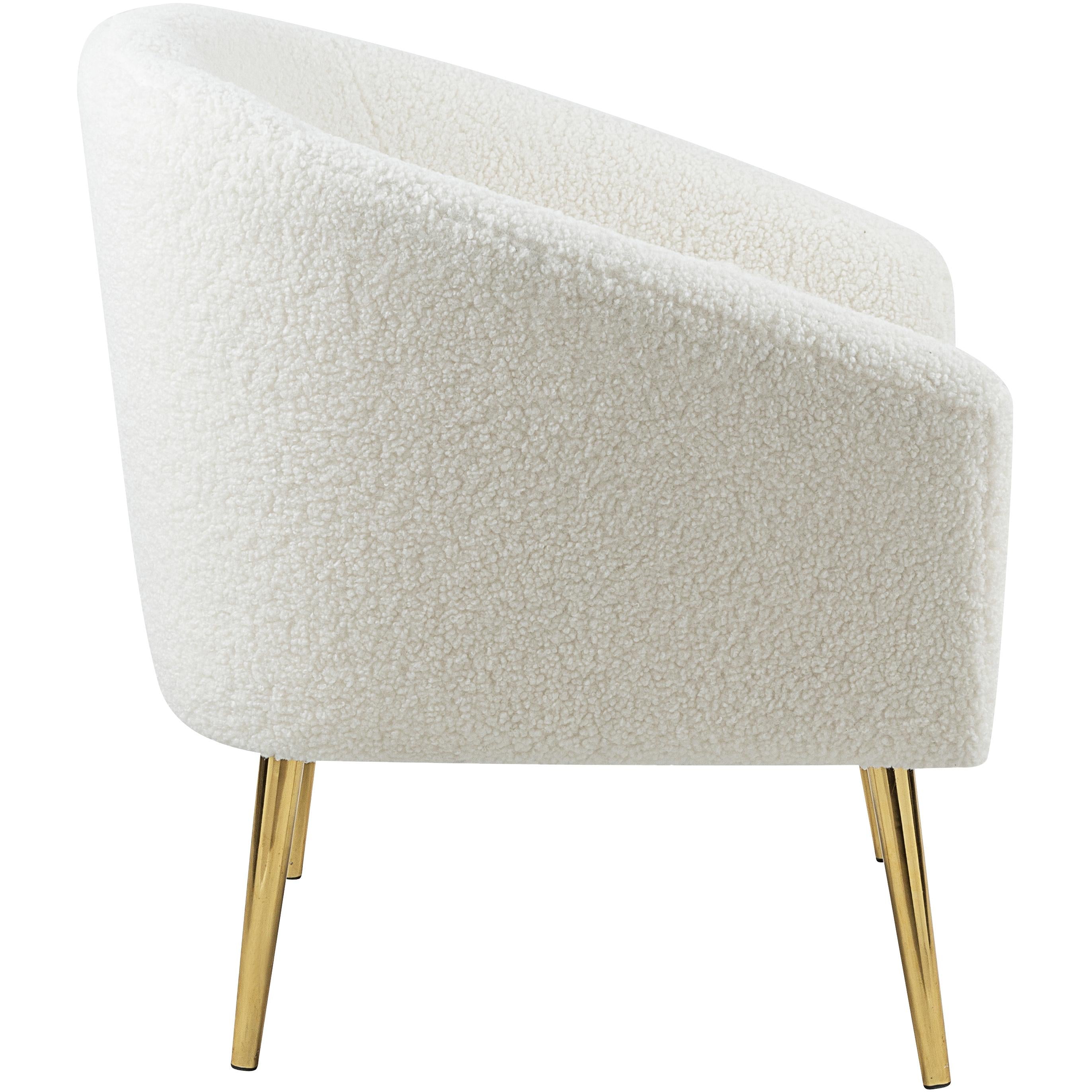 Meridian Barlow White Faux Sheepskin Fur Accent Chair