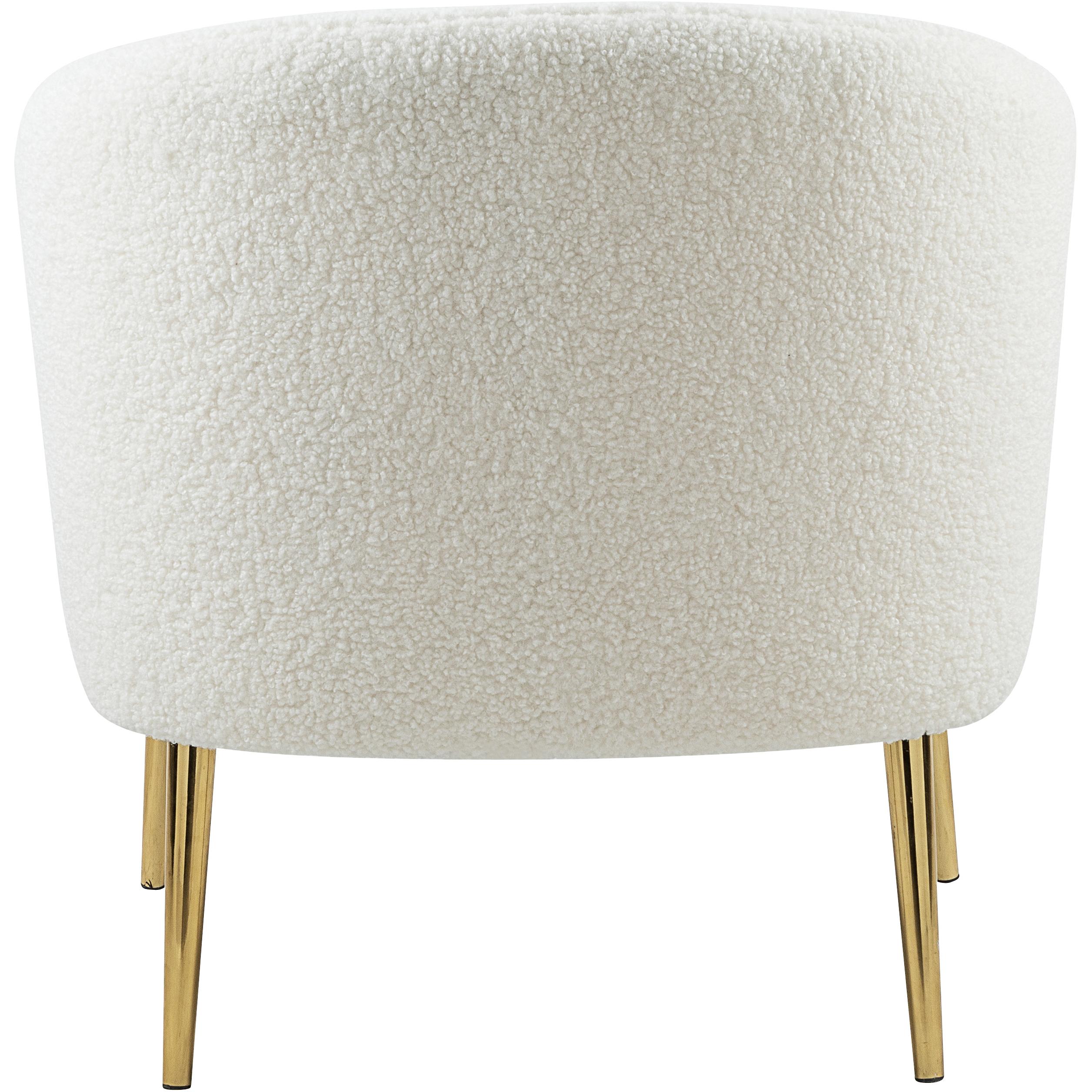 Meridian Barlow White Faux Sheepskin Fur Accent Chair