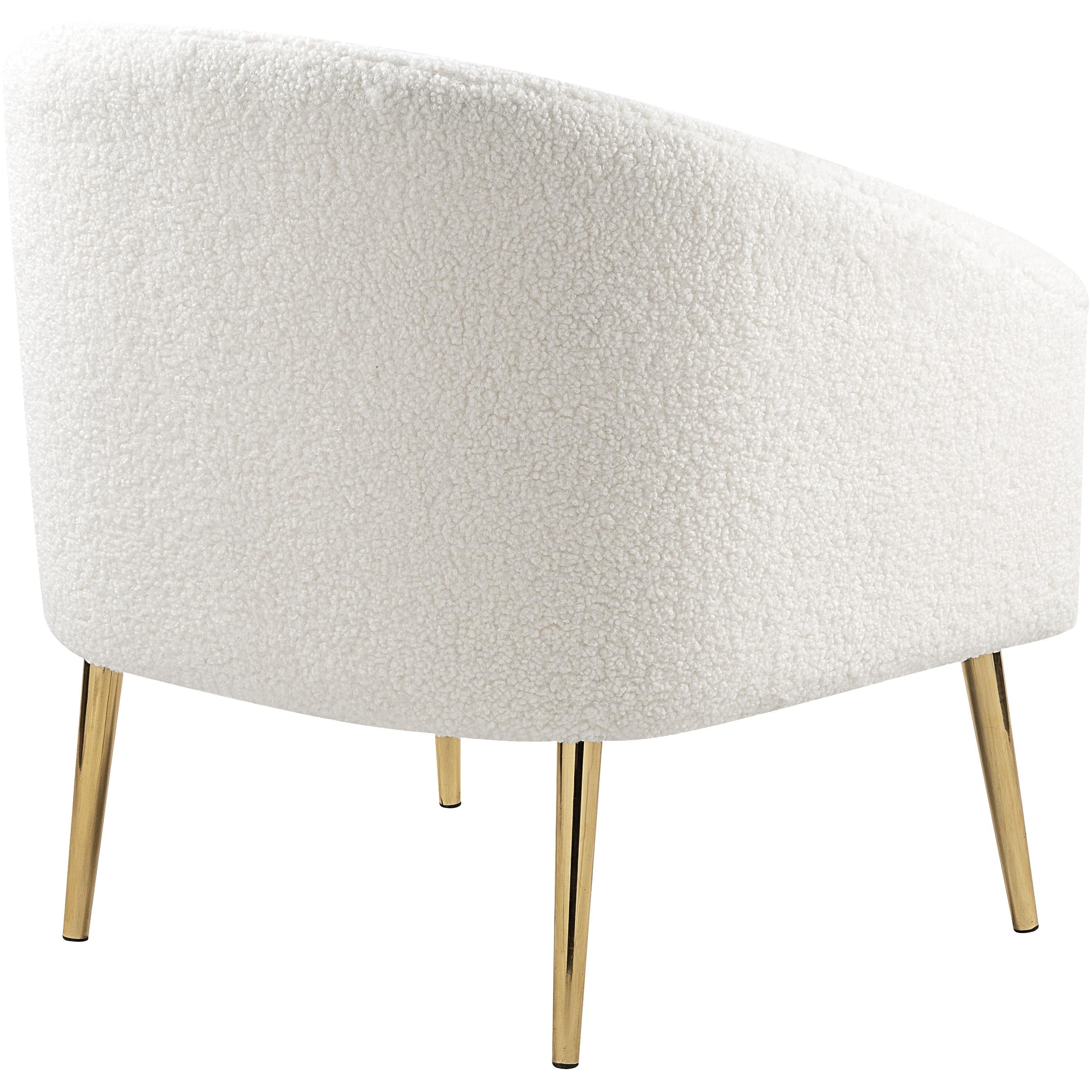 Meridian Barlow White Faux Sheepskin Fur Accent Chair