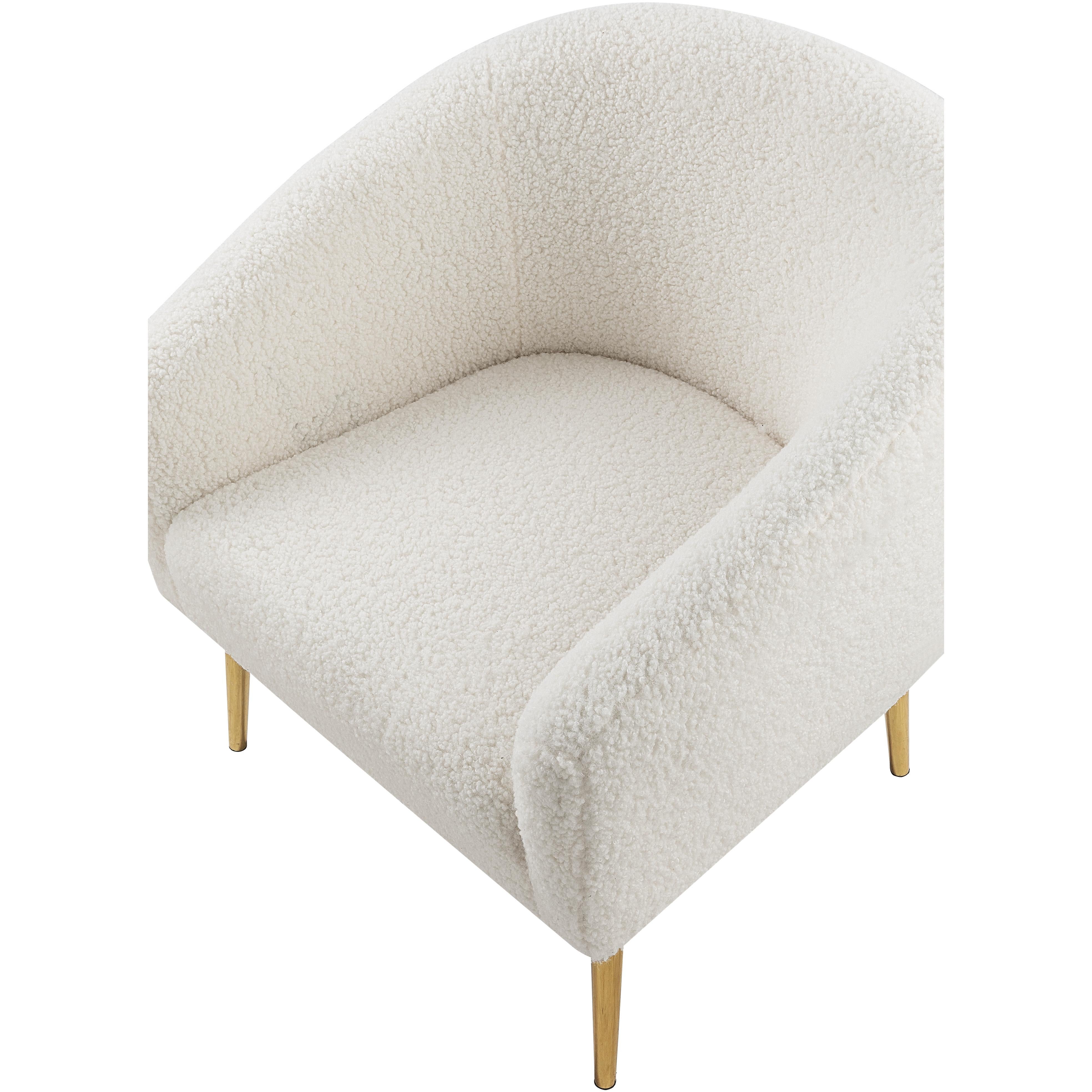 Meridian Barlow White Faux Sheepskin Fur Accent Chair