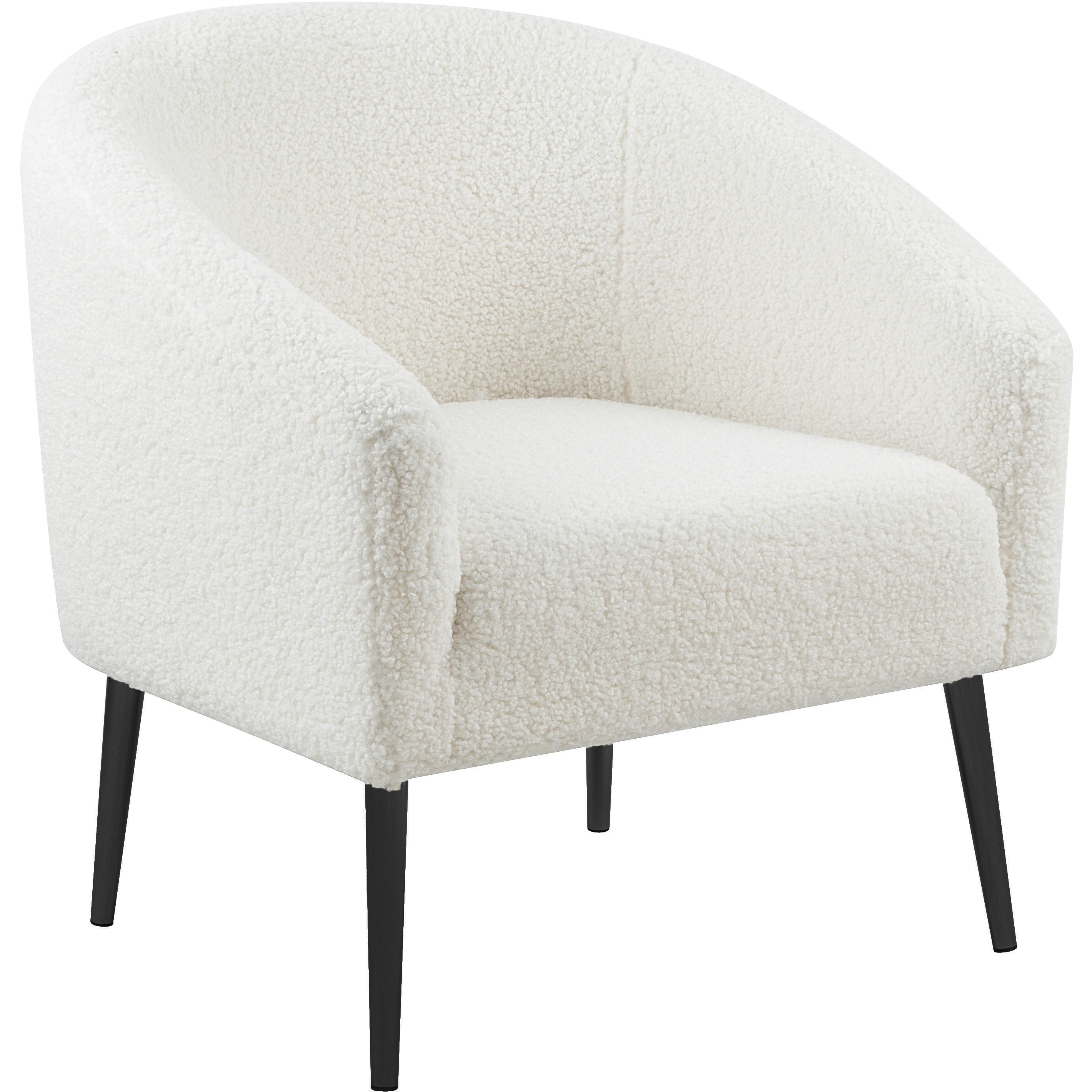 Meridian Barlow White Faux Sheepskin Fur Accent Chair