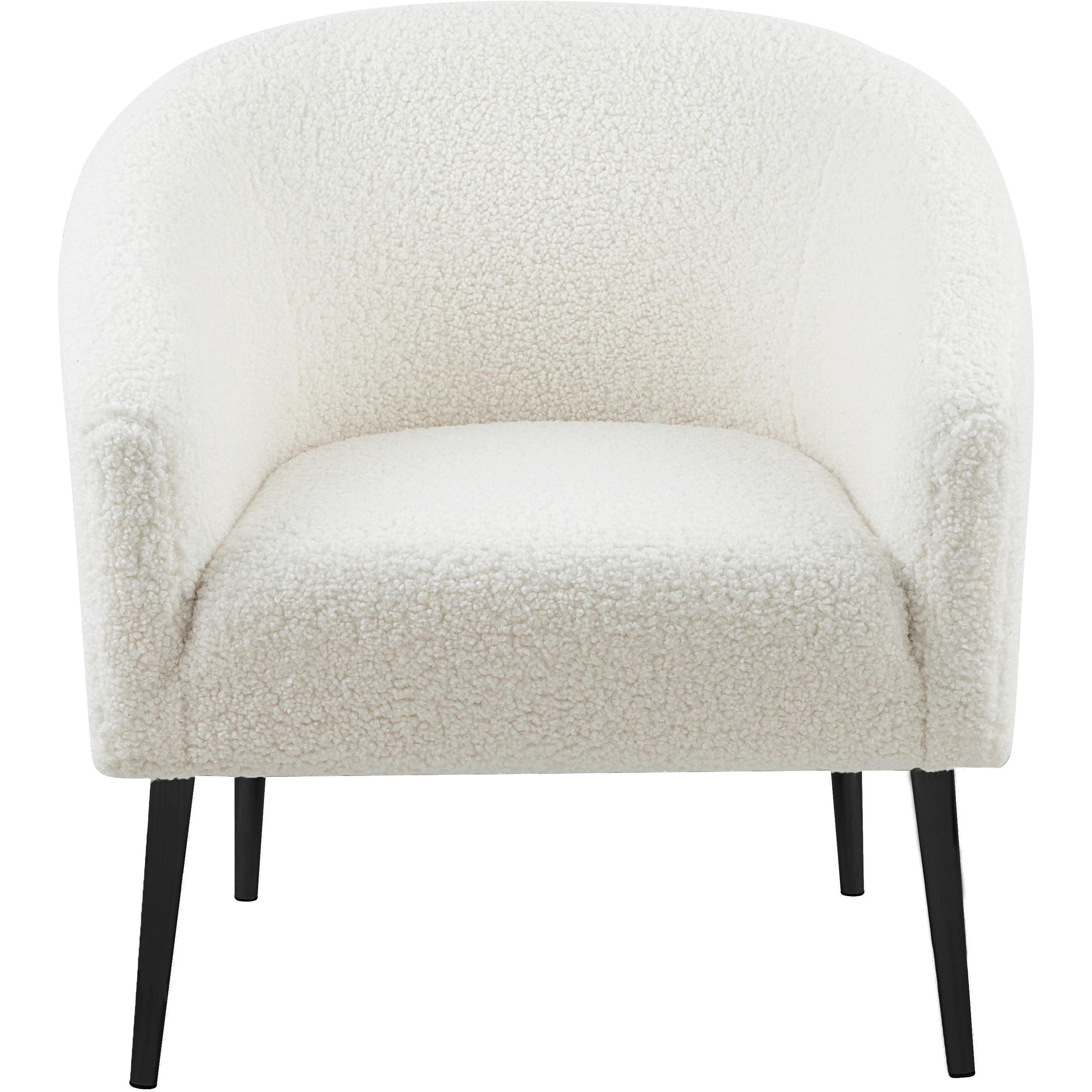 Meridian Barlow White Faux Sheepskin Fur Accent Chair