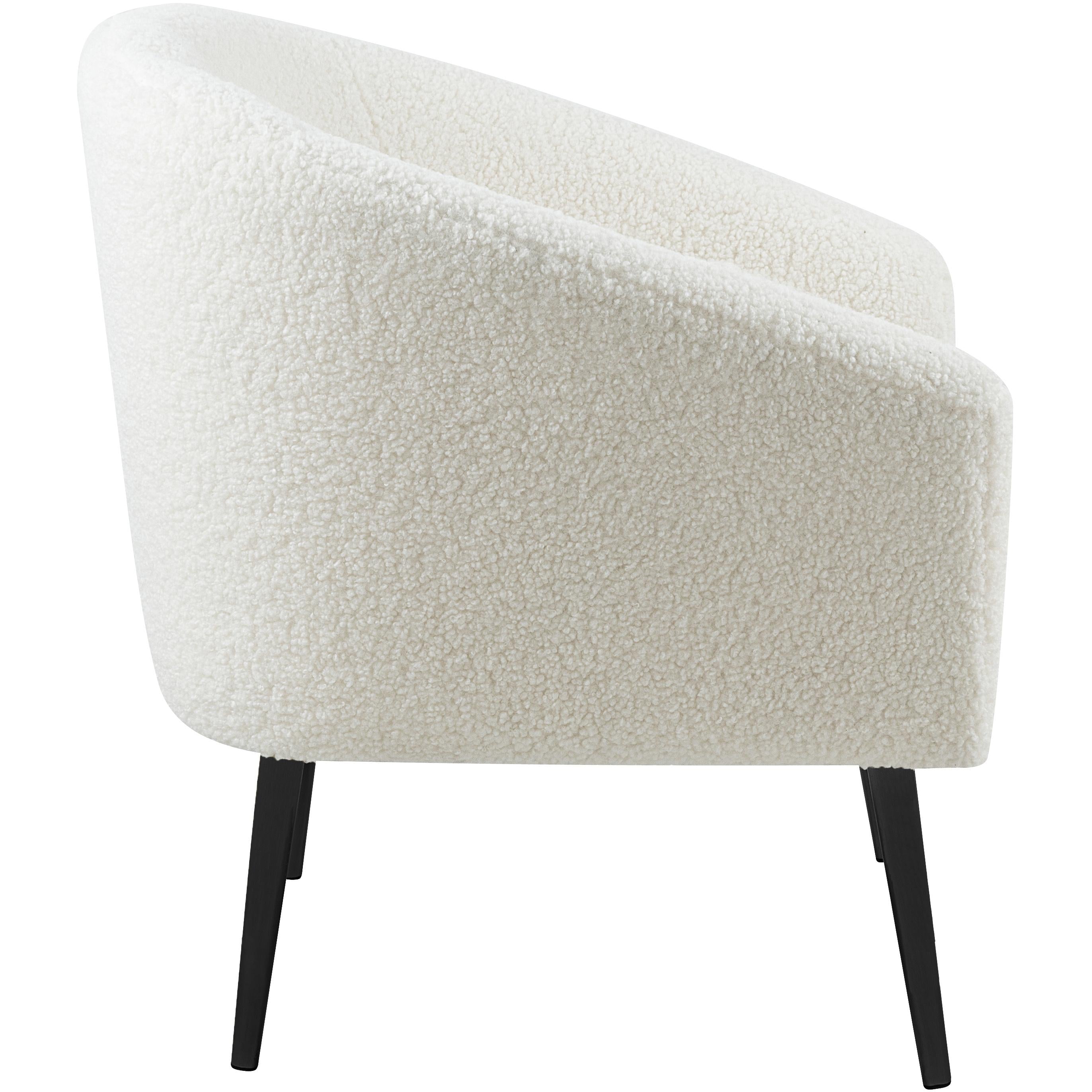 Meridian Barlow White Faux Sheepskin Fur Accent Chair