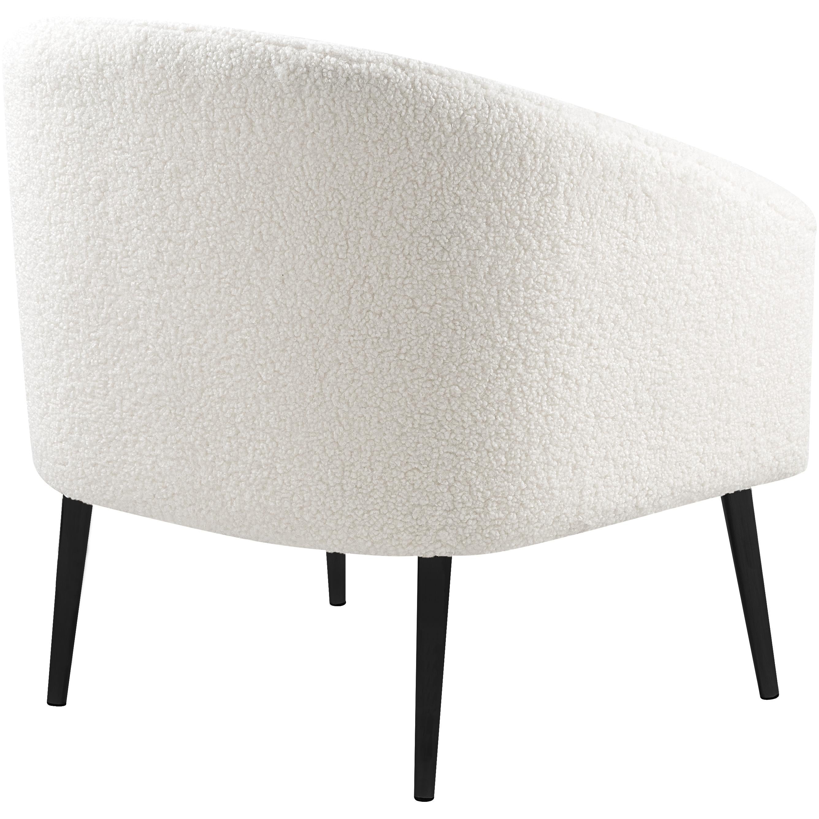 Meridian Barlow White Faux Sheepskin Fur Accent Chair